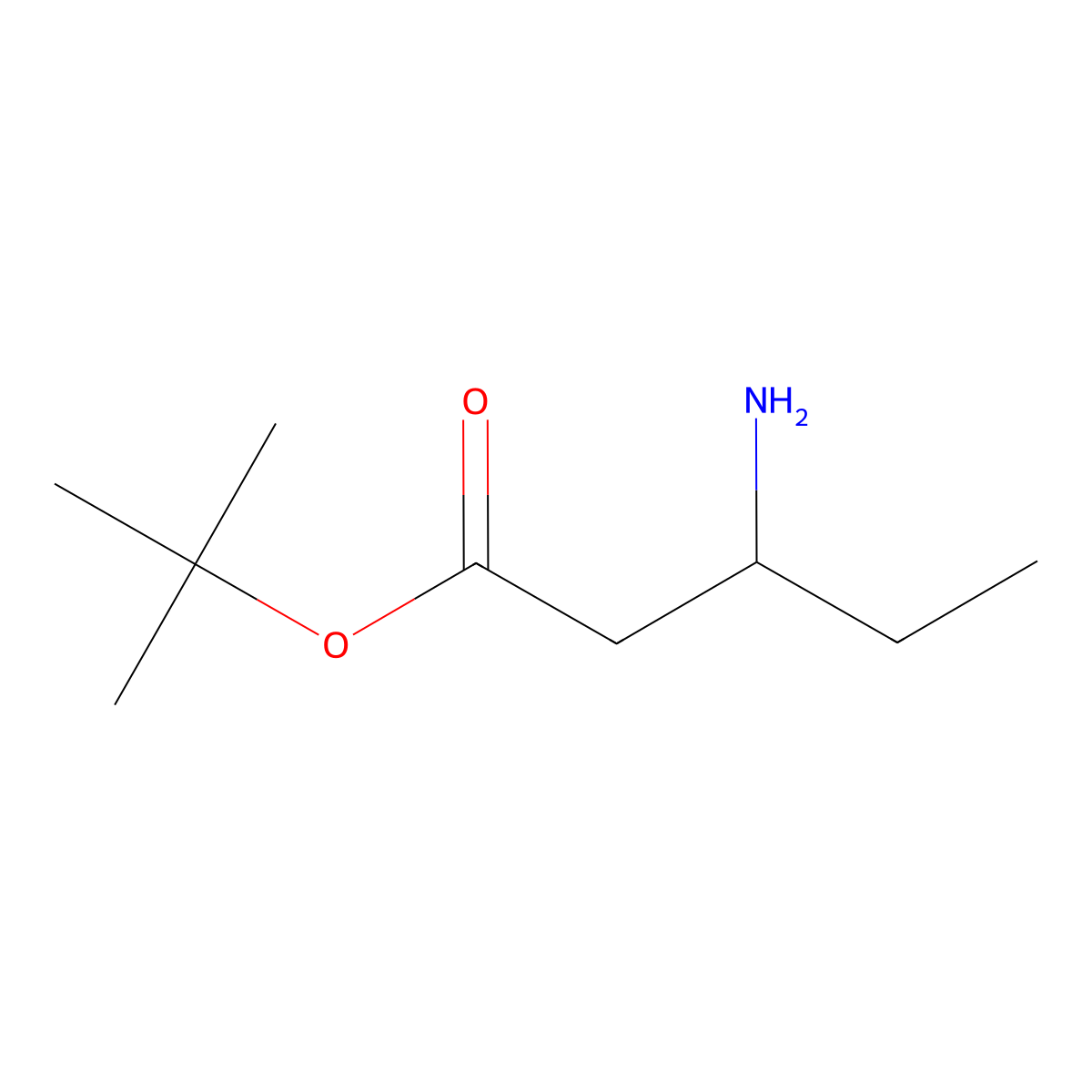 Tert-butyl 3-aminopentanoate molecular structure, CAS 1550485-50-1