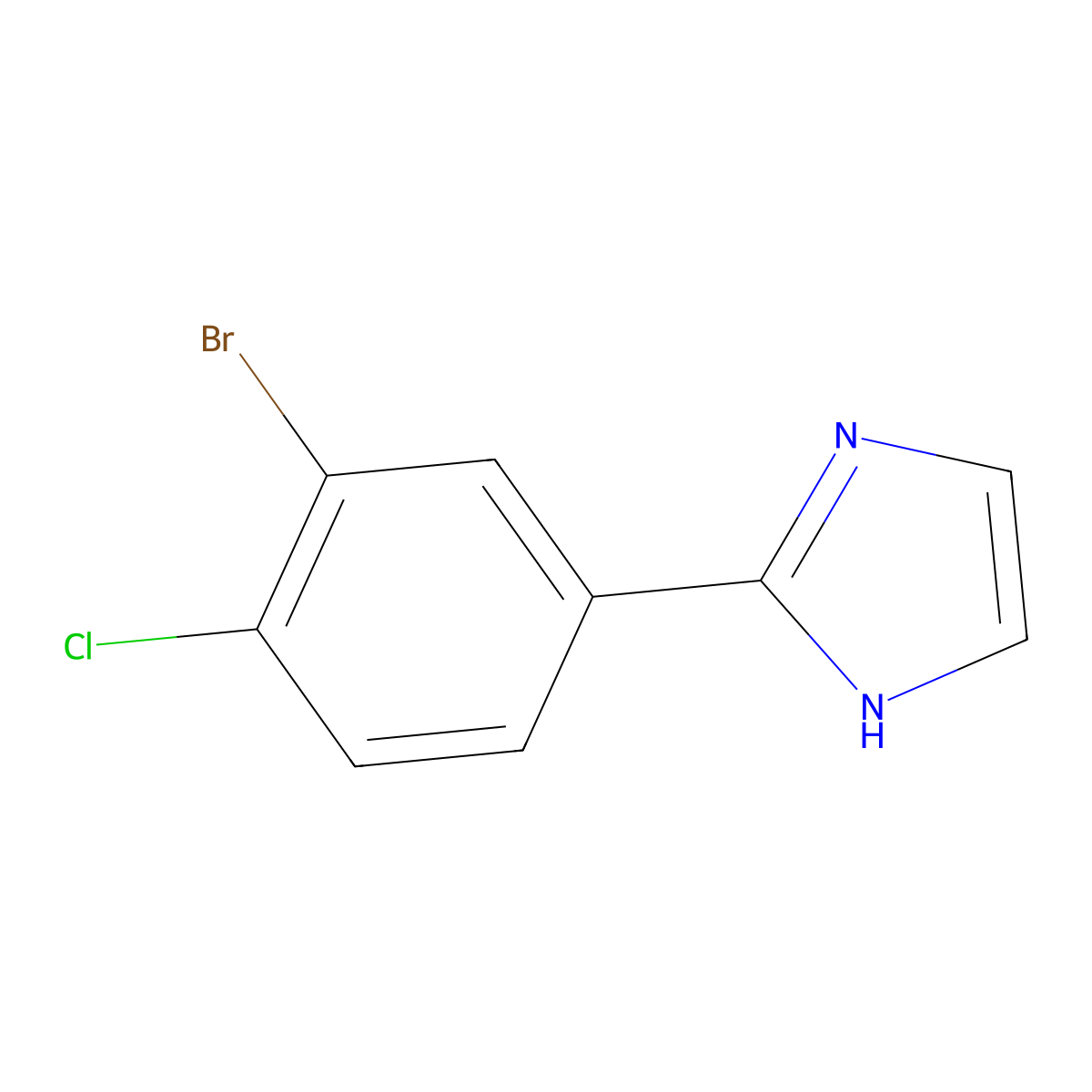 2-(3-bromo-4-chlorophenyl)-1H-imidazole molecular structure, CAS 1550537-41-1