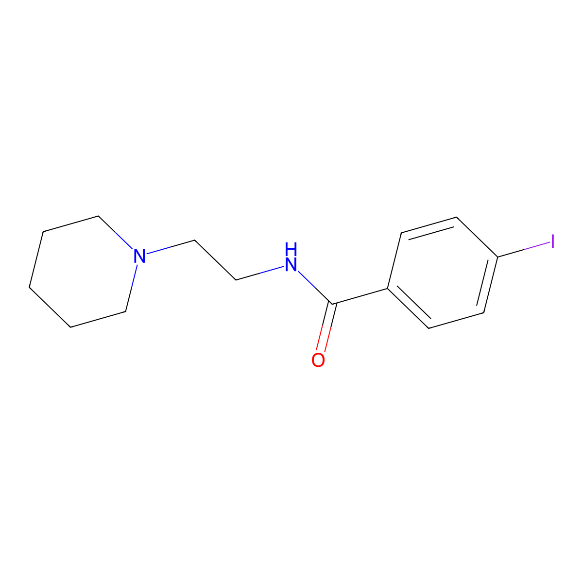4-Iodo-N-piperidinoethylbenzamide molecular structure, CAS 155054-42-5