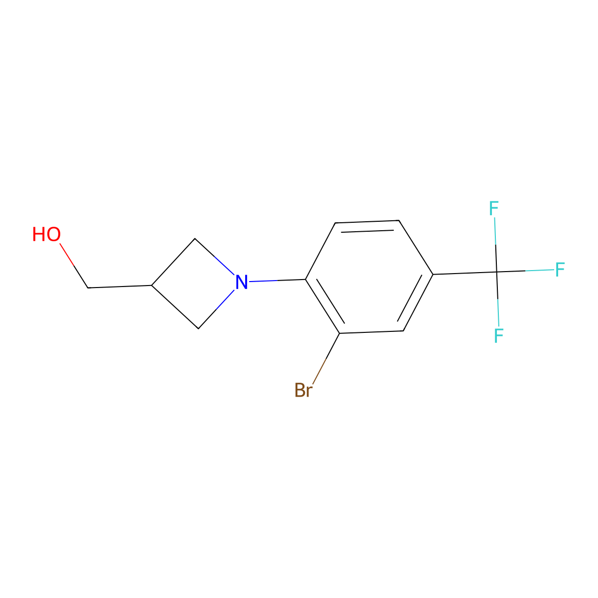{1-[2-Bromo-4-(trifluoromethyl)phenyl]azetidin-3-yl}methanol molecular structure, CAS 1550559-95-9