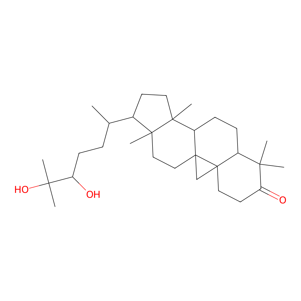 (3b,24x)-Cycloartane-3-oxo-24,25-diol molecular structure, CAS 155060-48-3