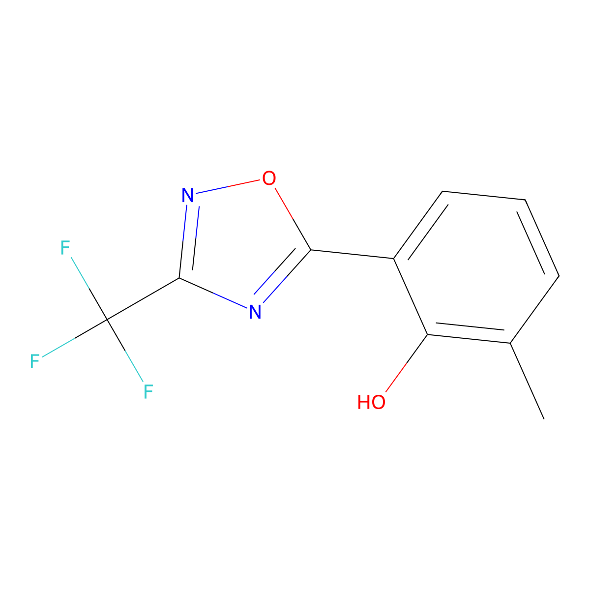 2-Methyl-6-[3-(trifluoromethyl)-1,2,4-oxadiazol-5-YL]phenol molecular structure, CAS 1550662-56-0