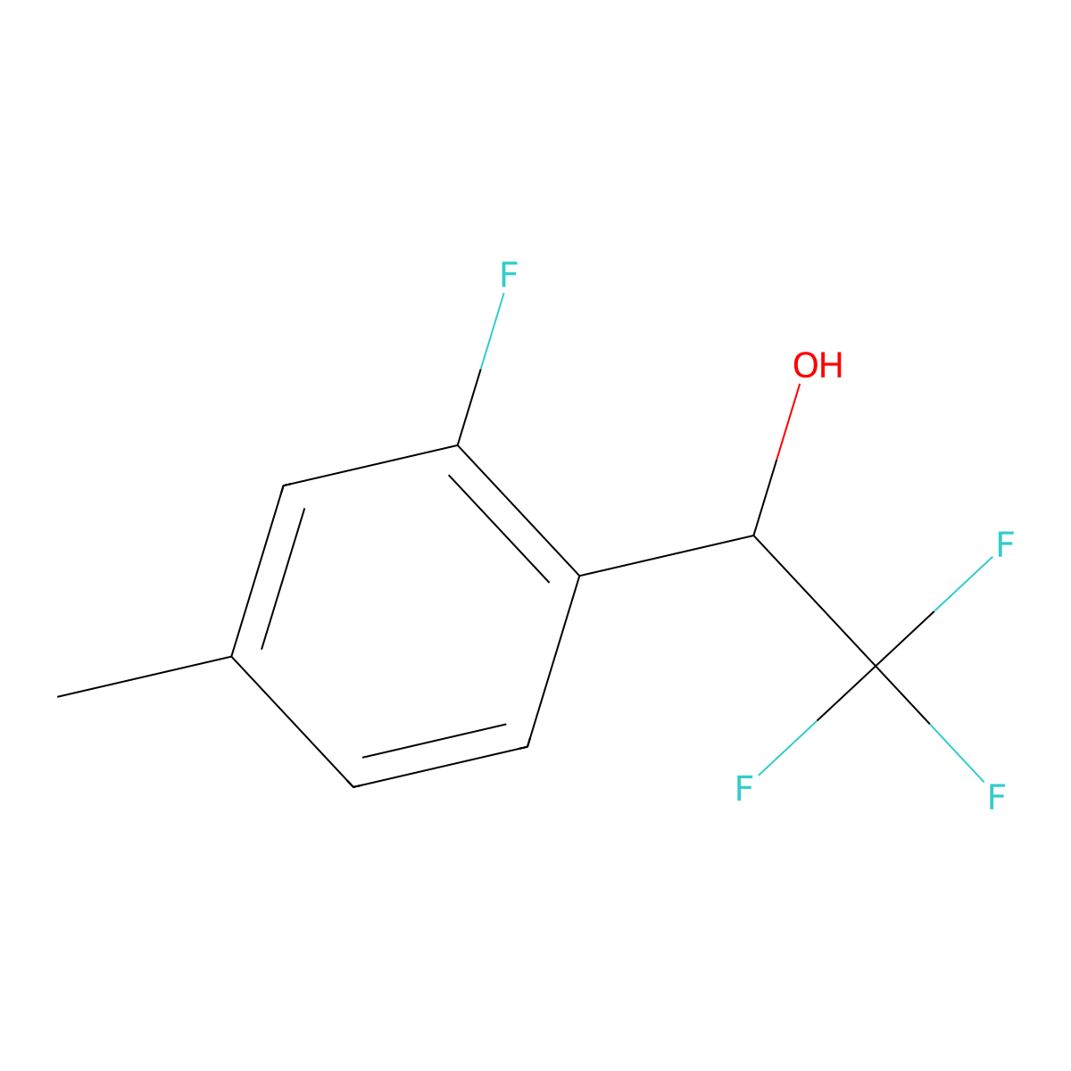 2,2,2-Trifluoro-1-(2-fluoro-4-methylphenyl)ethan-1-ol molecular structure, CAS 1550665-88-7