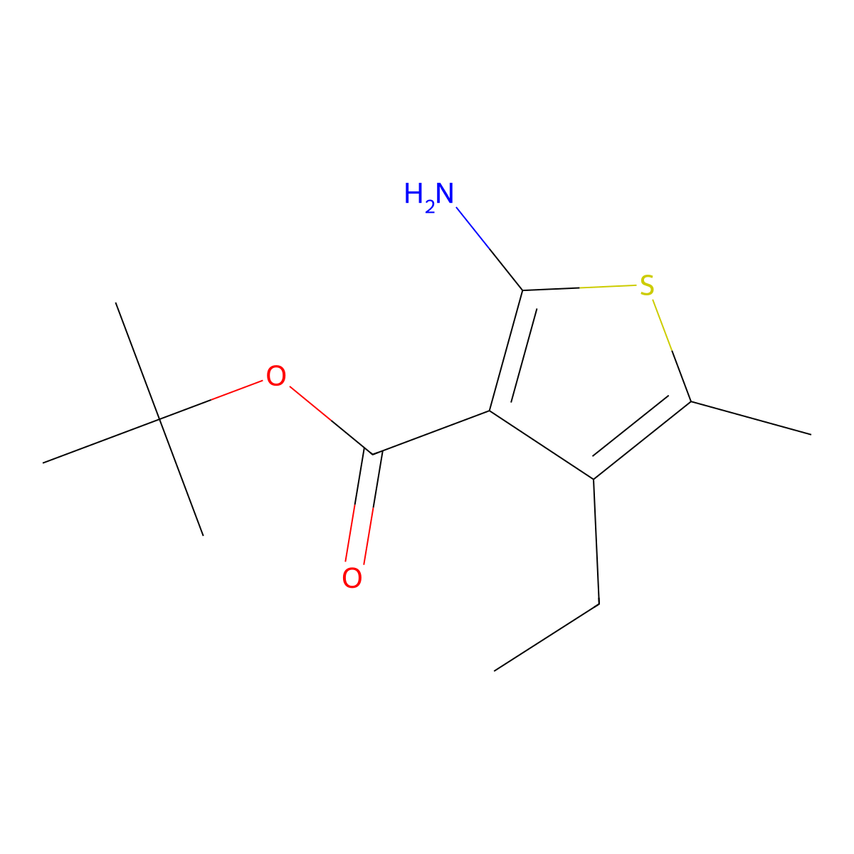 Tert-butyl 2-amino-4-ethyl-5-methylthiophene-3-carboxylate molecular structure, CAS 1550671-32-3
