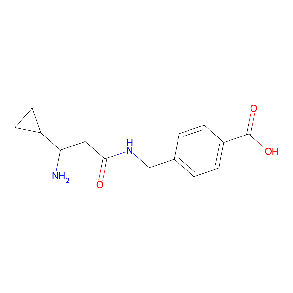 4-[(3-Amino-3-cyclopropylpropanamido)methyl]benzoic acid molecular structure, CAS 1550693-24-7