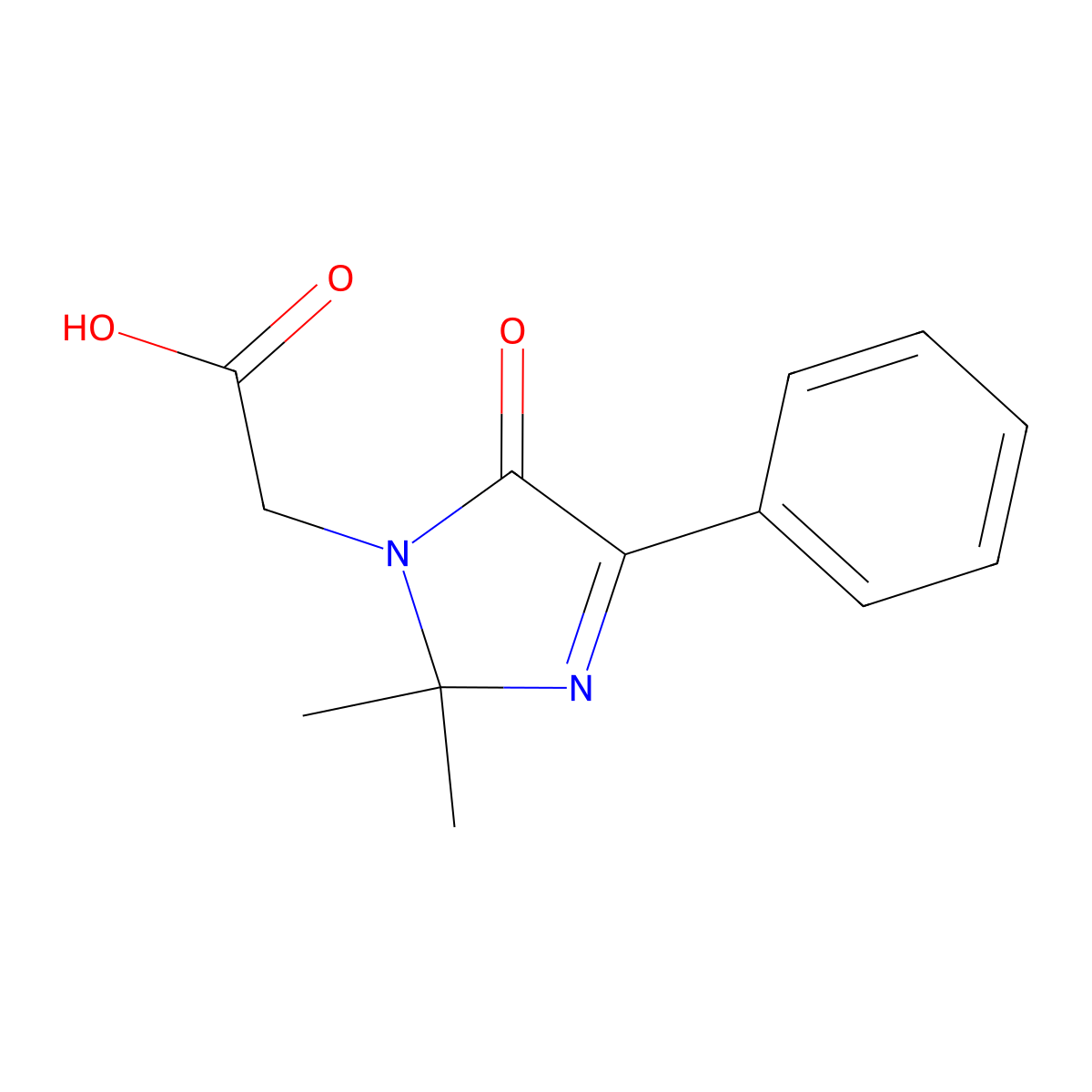 2-(2,2-dimethyl-5-oxo-4-phenyl-2,5-dihydro-1H-imidazol-1-yl)acetic acid molecular structure, CAS 1550696-85-9