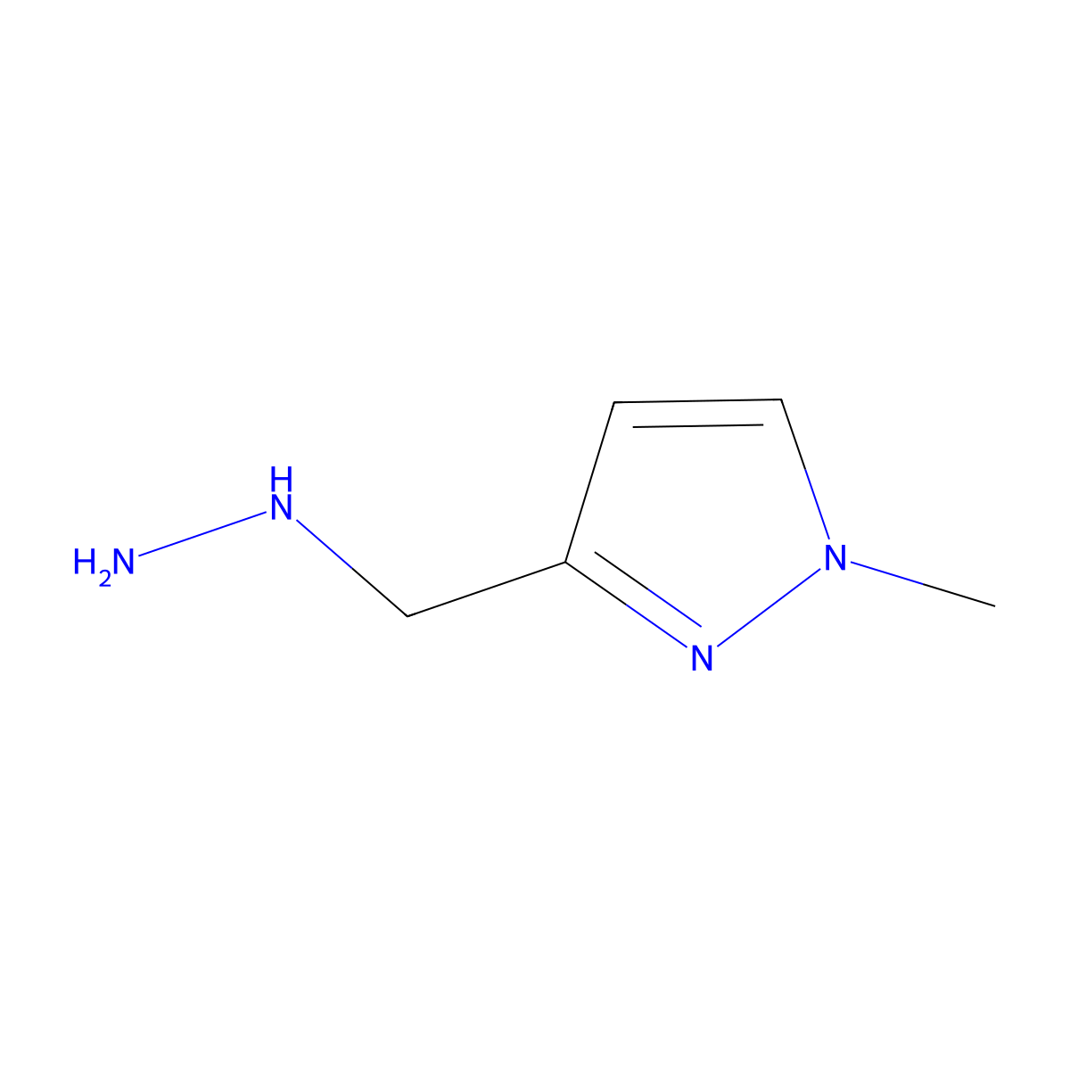 3-(hydrazinylmethyl)-1-methyl-1H-pyrazole molecular structure, CAS 1550708-91-2