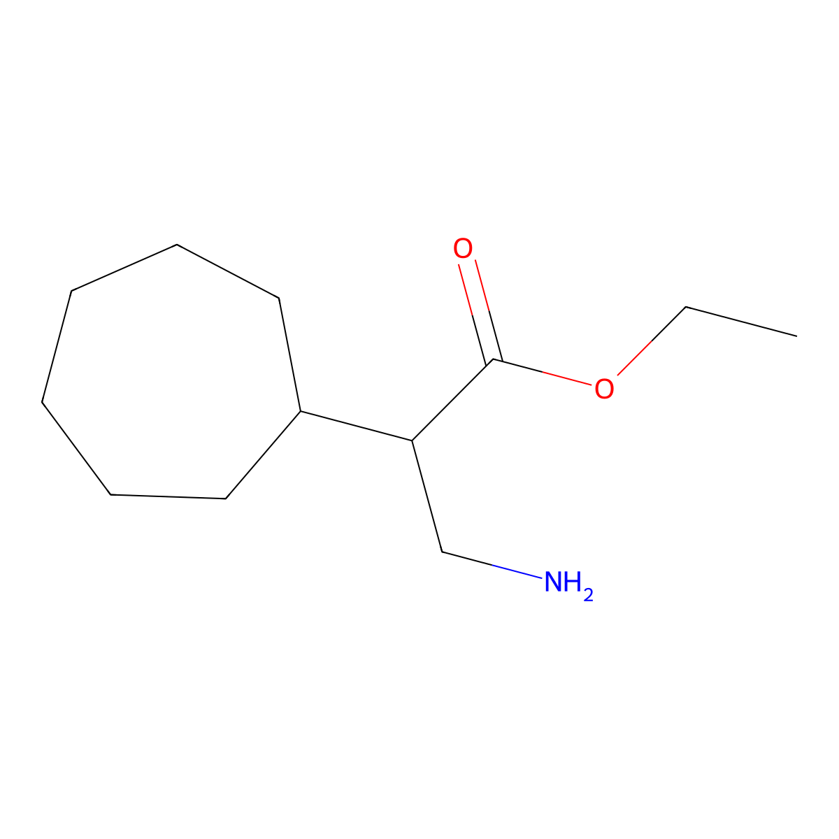 Ethyl 3-amino-2-cycloheptylpropanoate molecular structure, CAS 1550714-41-4
