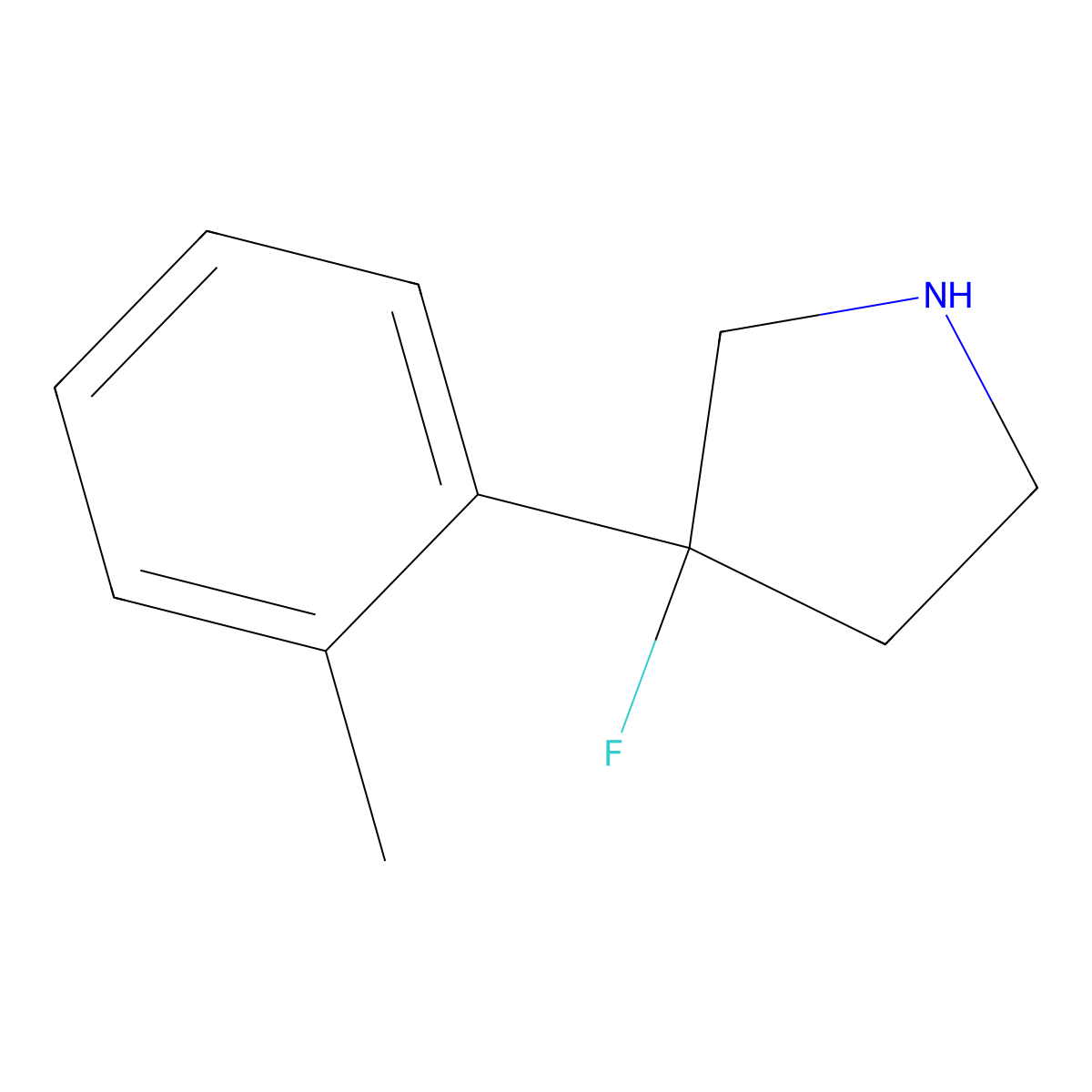 3-Fluoro-3-(2-methylphenyl)pyrrolidine molecular structure, CAS 1550719-58-8