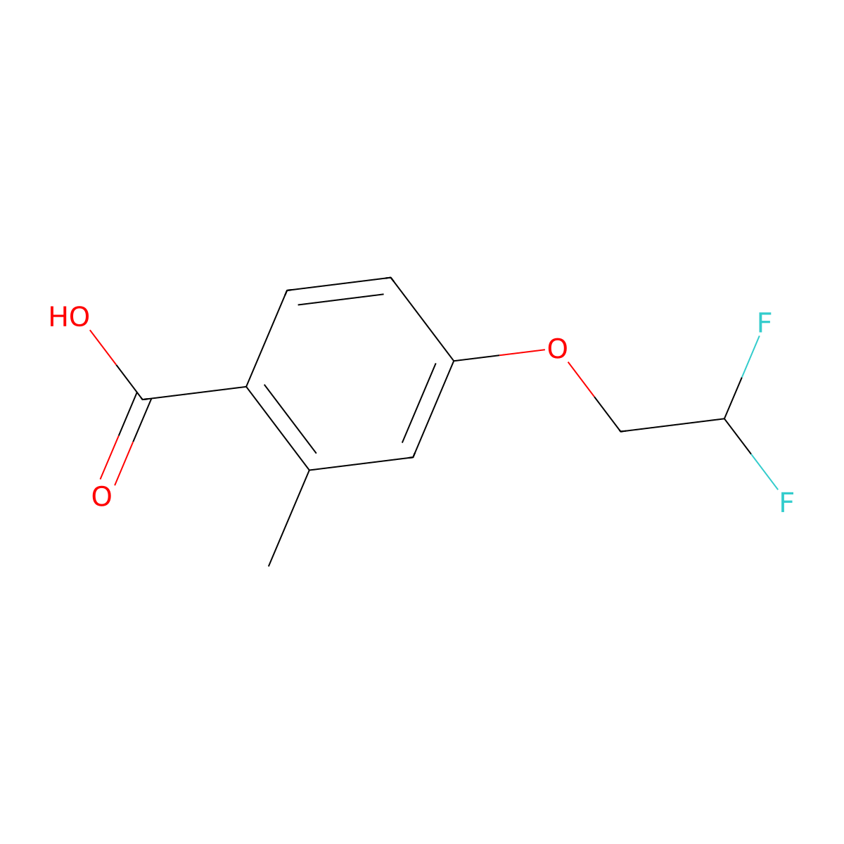 4-(2,2-Difluoroethoxy)-2-methylbenzoic acid molecular structure, CAS 1550726-78-7
