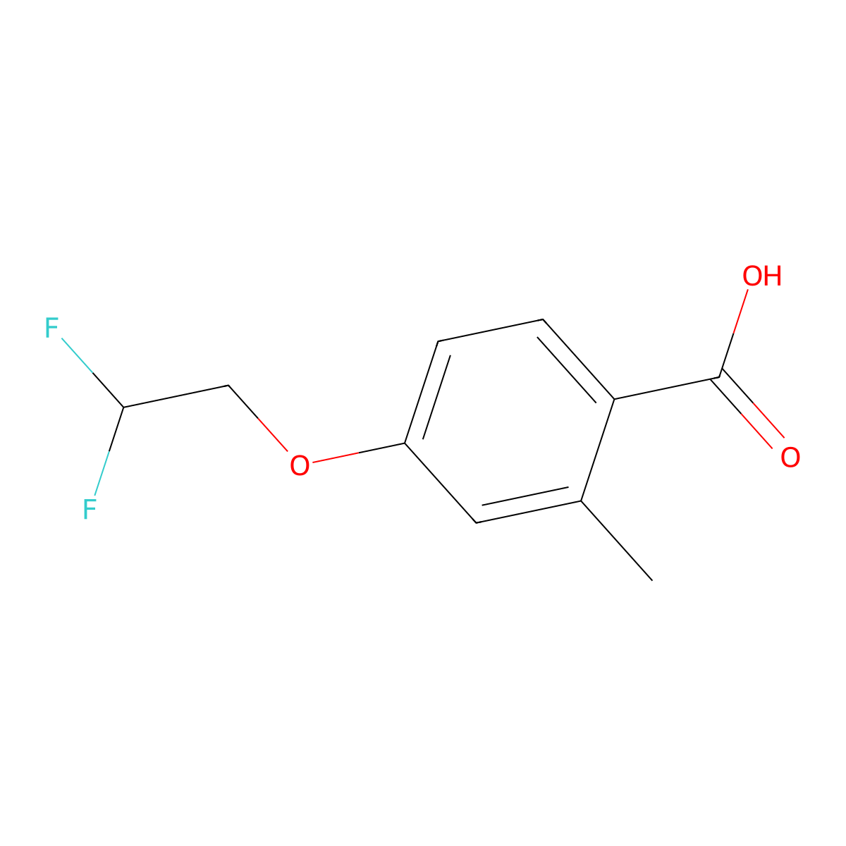 4-(2,2-Difluoroethoxy)-2-methylbenzoic acid molecular structure, CAS 1550726-78-7
