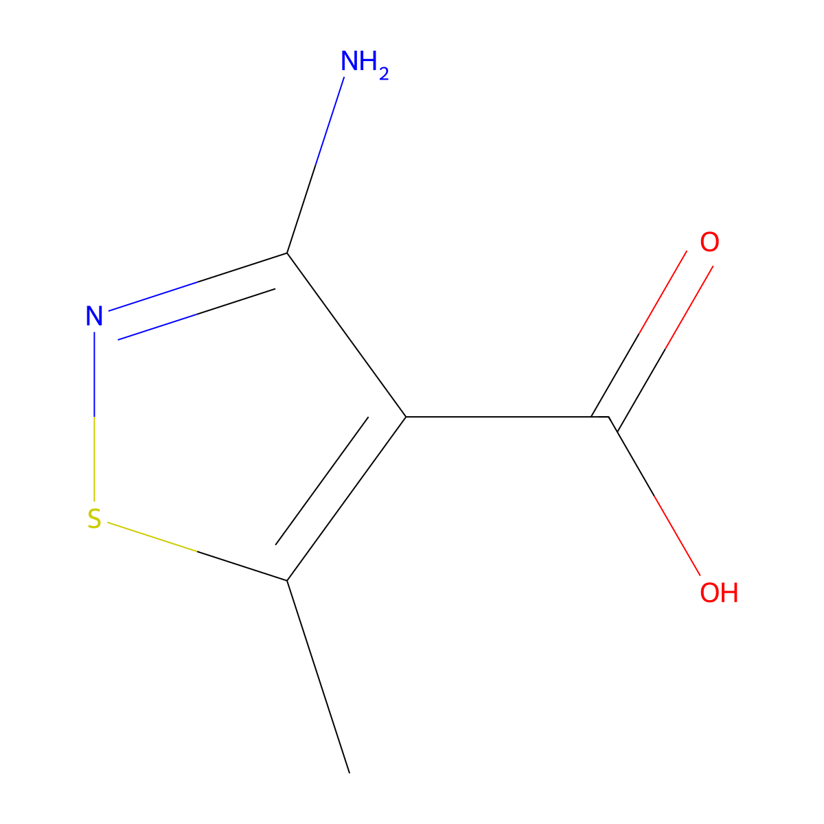3-Amino-5-methyl-1,2-thiazole-4-carboxylic acid molecular structure, CAS 1550730-98-7