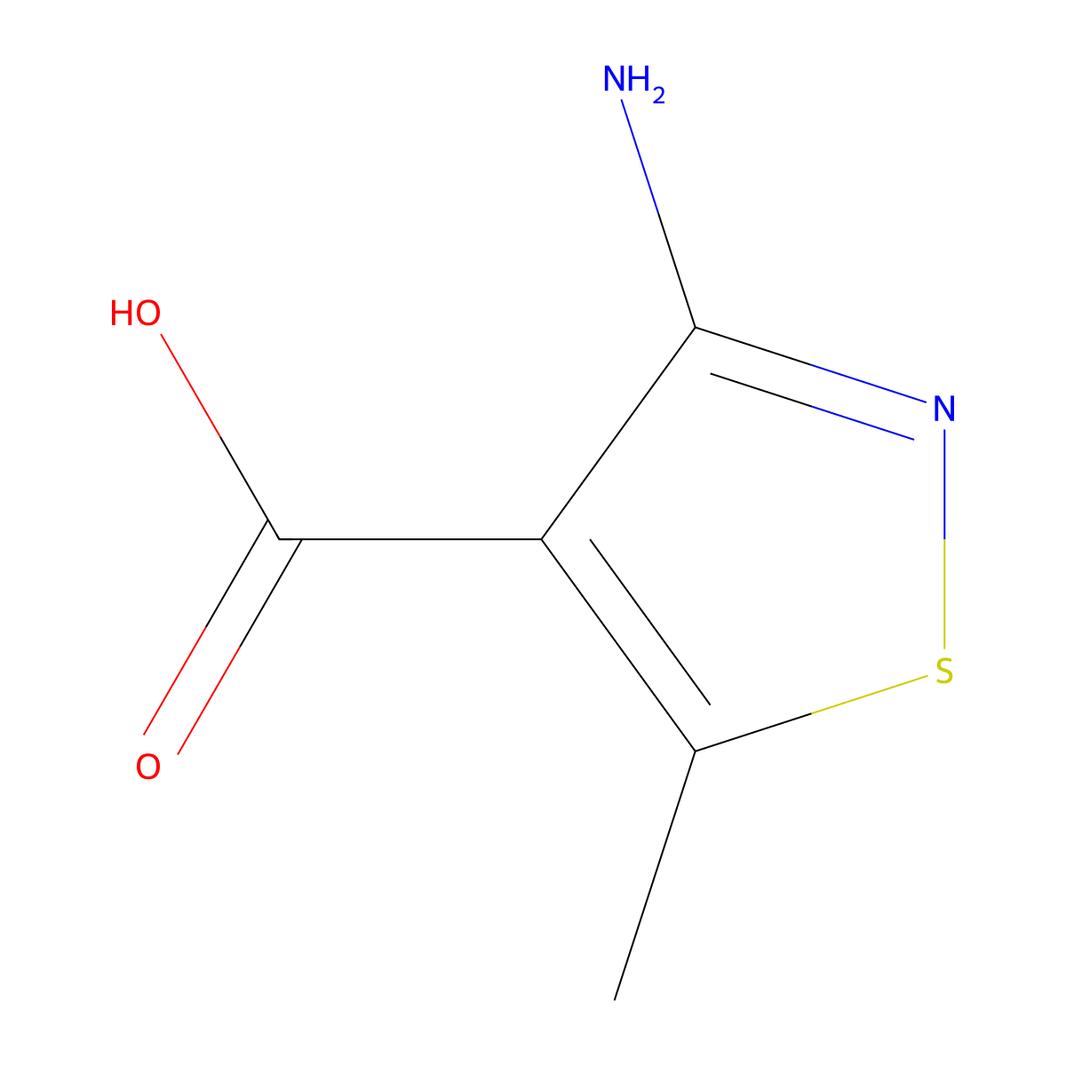 3-Amino-5-methyl-1,2-thiazole-4-carboxylic acid molecular structure, CAS 1550730-98-7