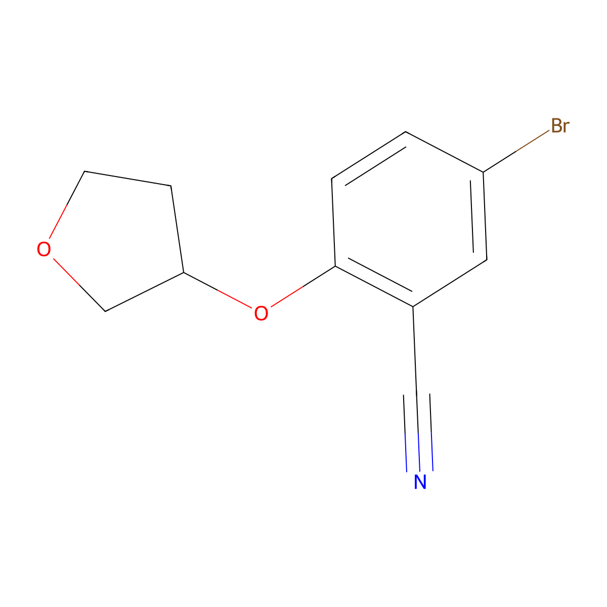 5-Bromo-2-((tetrahydrofuran-3-yl)oxy)benzonitrile molecular structure, CAS 1550742-66-9