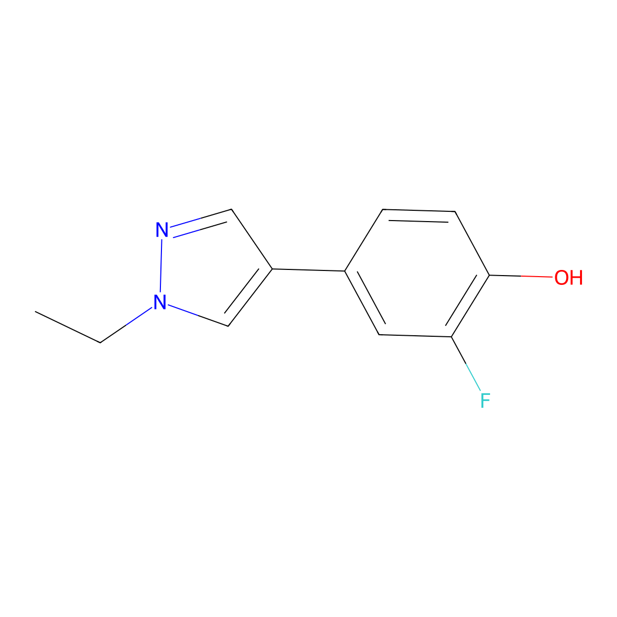 4-(1-Ethyl-1H-pyrazol-4-yl)-2-fluorophenol molecular structure, CAS 1550742-74-9