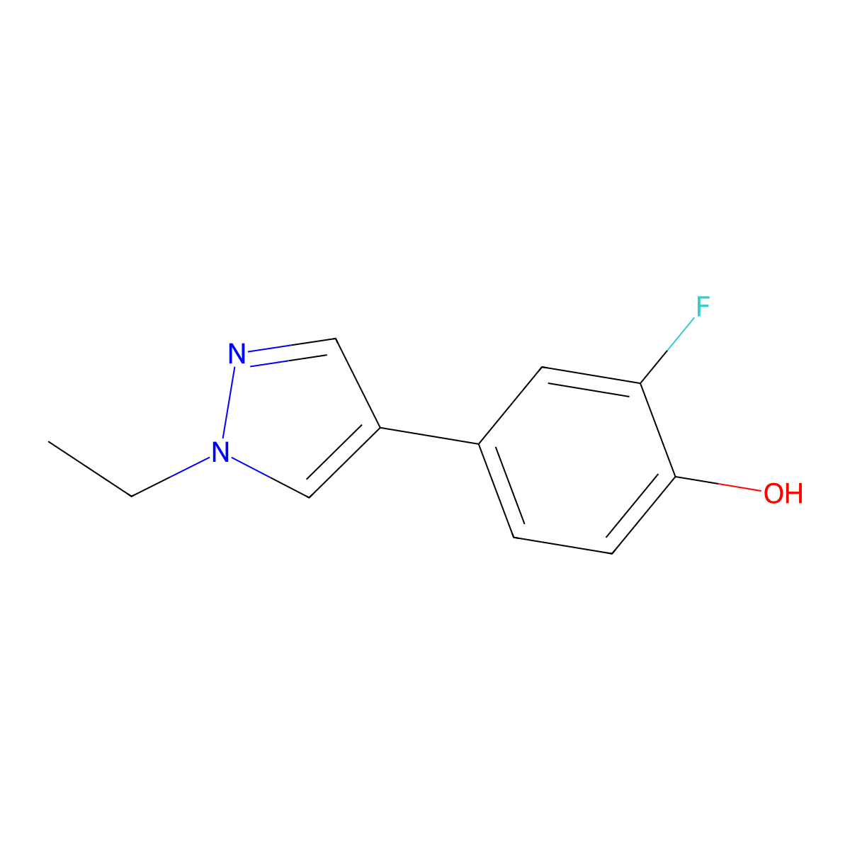 4-(1-Ethyl-1H-pyrazol-4-yl)-2-fluorophenol molecular structure, CAS 1550742-74-9