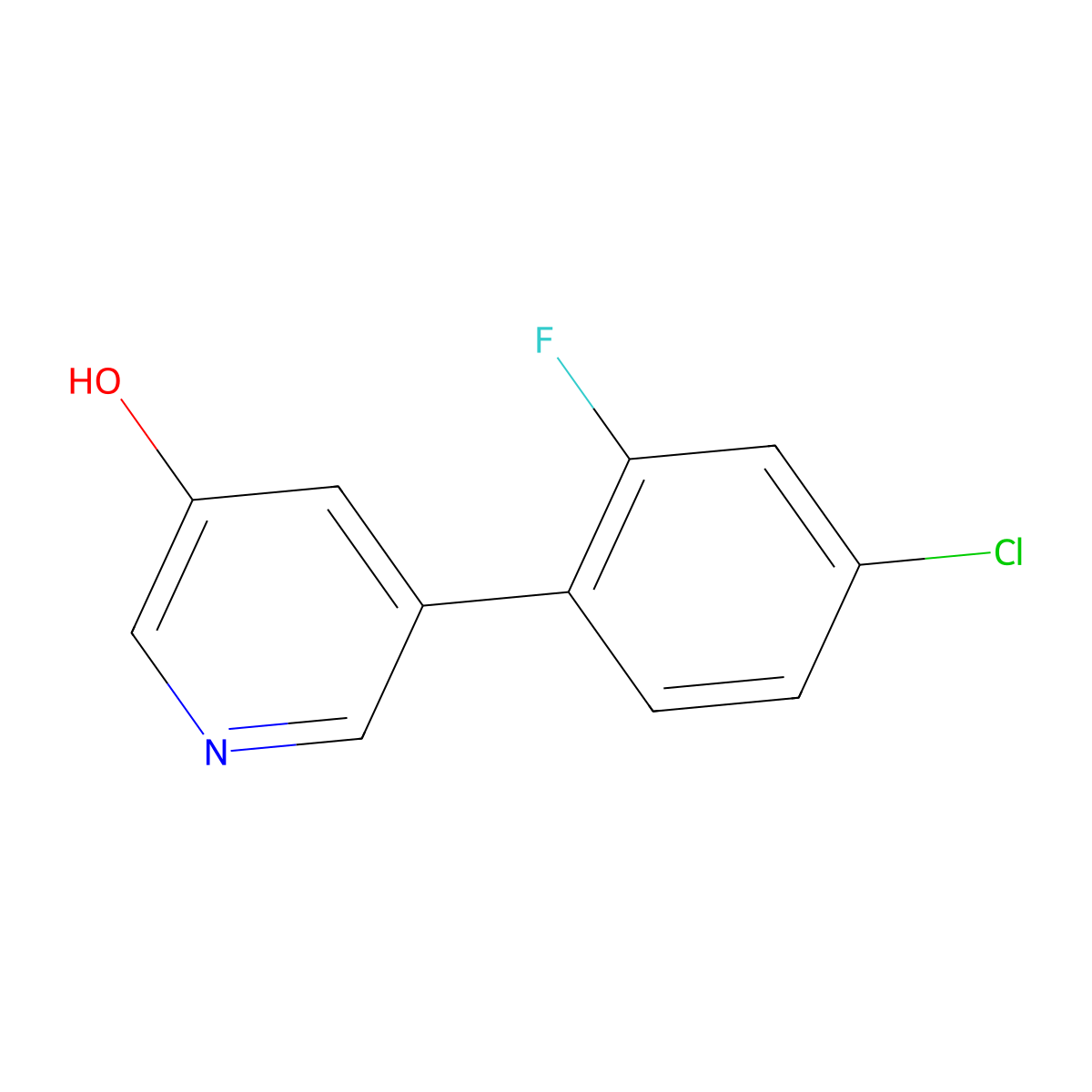 5-(4-Chloro-2-fluorophenyl)pyridin-3-ol molecular structure, CAS 1550742-81-8