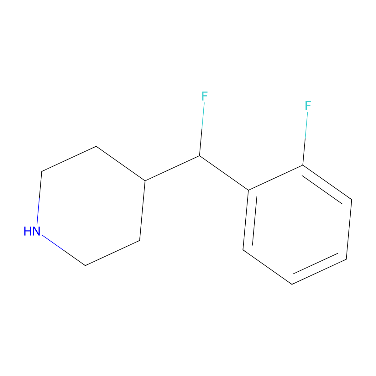 4-[Fluoro(2-fluorophenyl)methyl]piperidine molecular structure, CAS 1550748-32-7