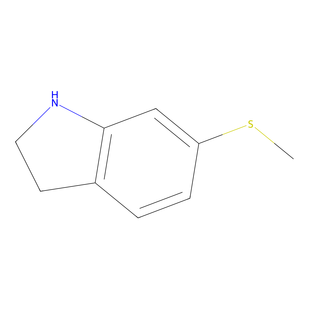 6-(methylsulfanyl)-2,3-dihydro-1H-indole molecular structure, CAS 1550759-72-2