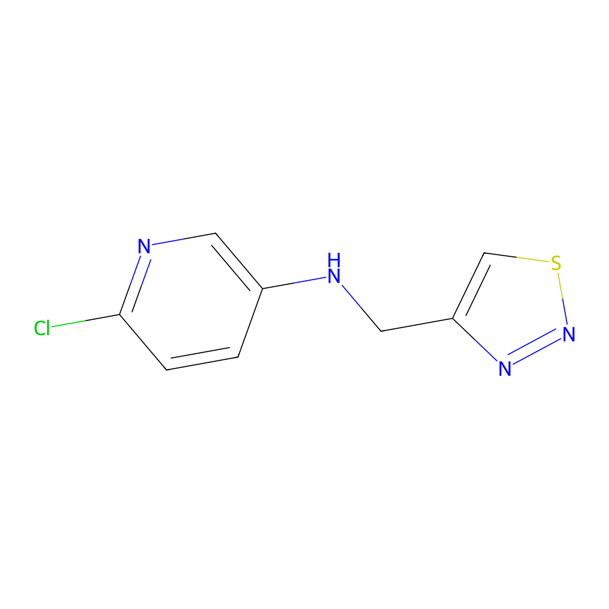 6-chloro-N-[(1,2,3-thiadiazol-4-yl)methyl]pyridin-3-amine molecular structure, CAS 1550764-51-6