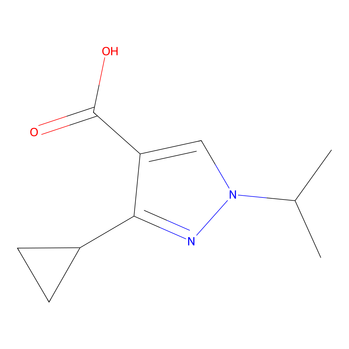 3-Cyclopropyl-1-(propan-2-yl)-1H-pyrazole-4-carboxylic acid molecular structure, CAS 1550812-61-7