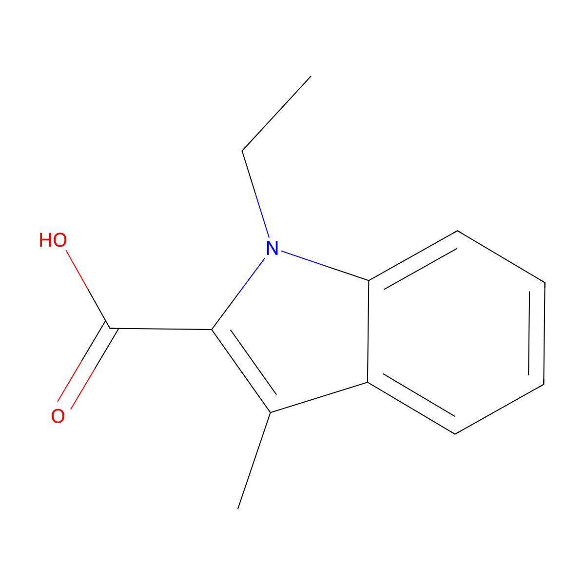 1-ethyl-3-methyl-1H-indole-2-carboxylic acid molecular structure, CAS 1550825-56-3