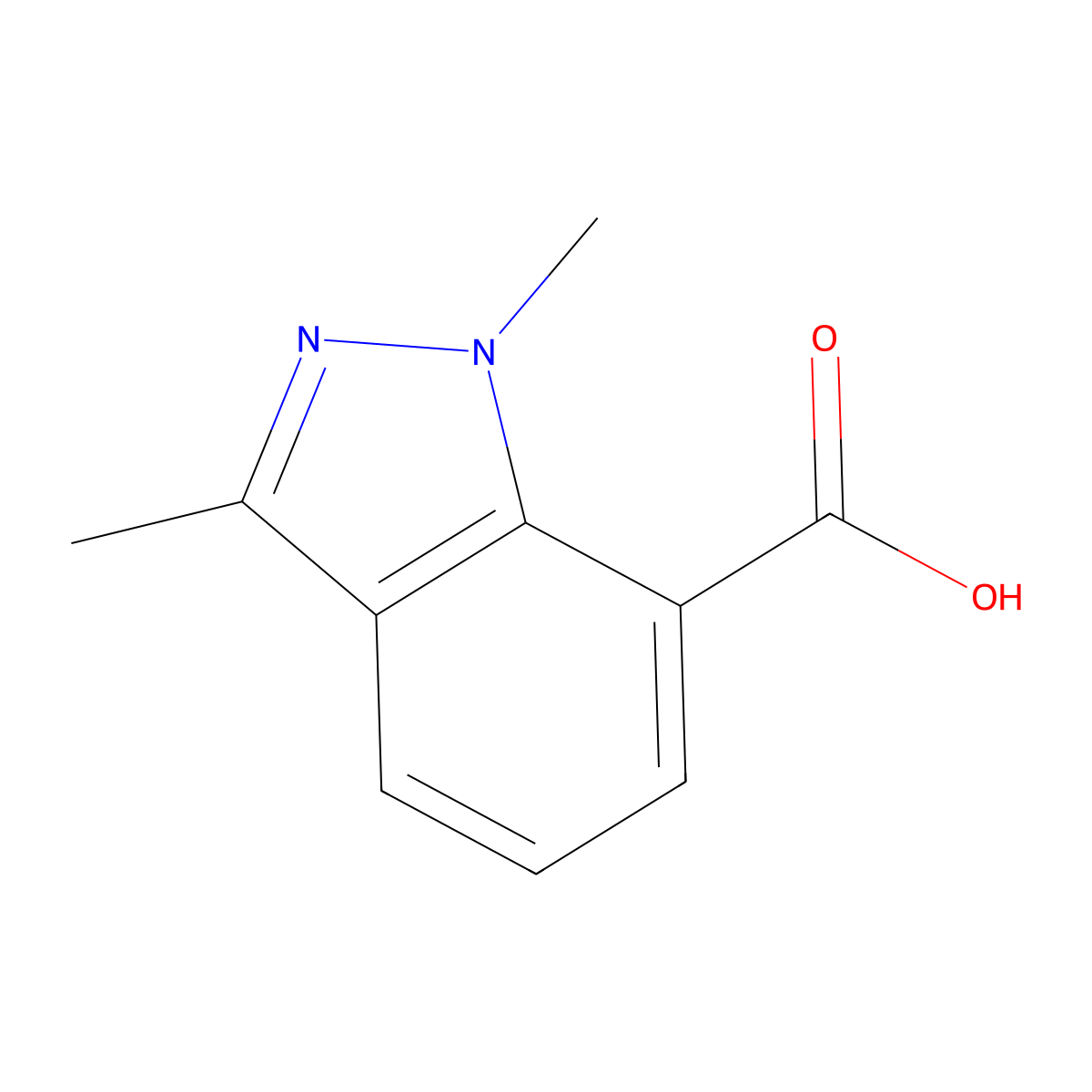 1,3-dimethyl-1H-indazole-7-carboxylic acid molecular structure, CAS 1550853-10-5