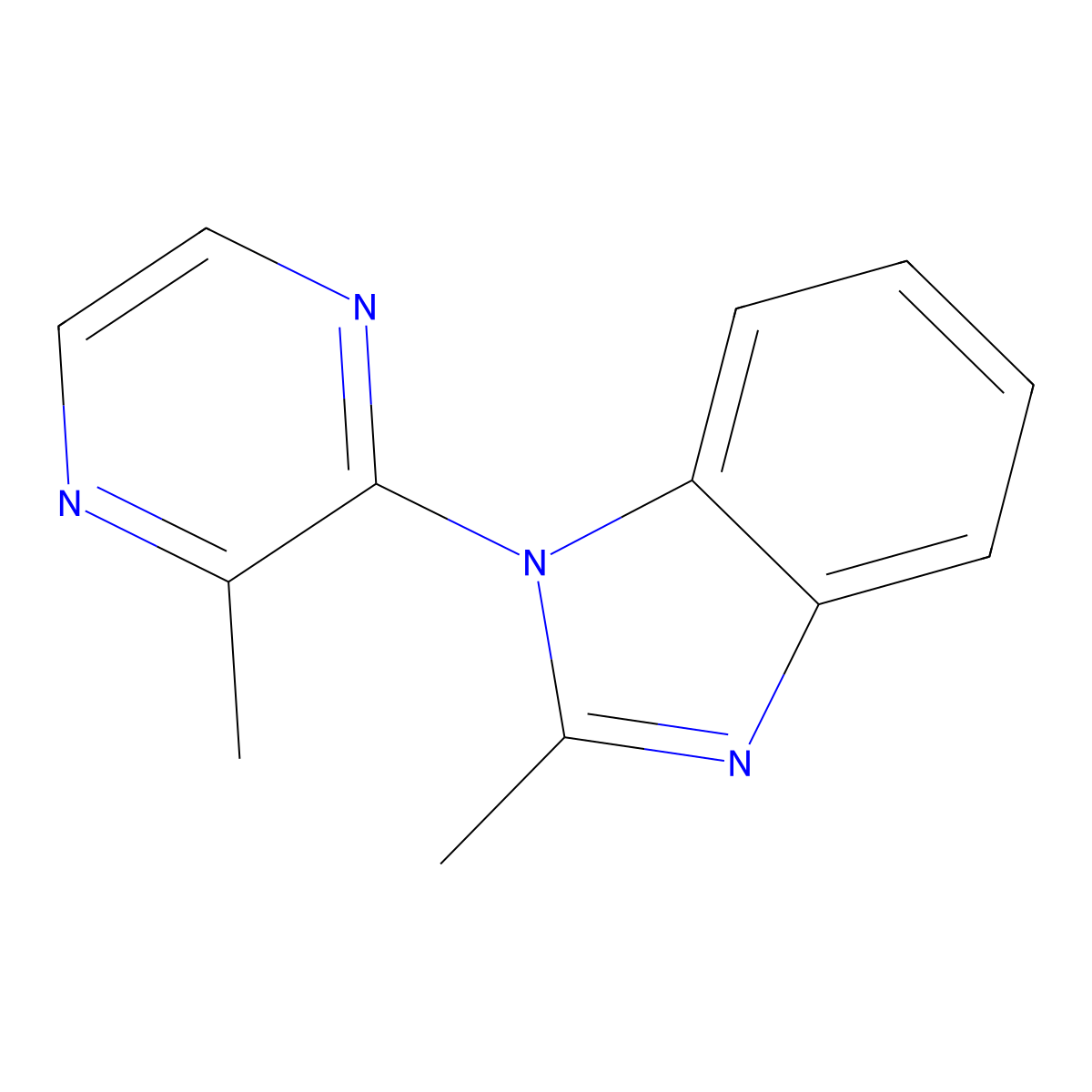 2-methyl-1-(3-methylpyrazin-2-yl)-1H-1,3-benzodiazole molecular structure, CAS 1550869-09-4