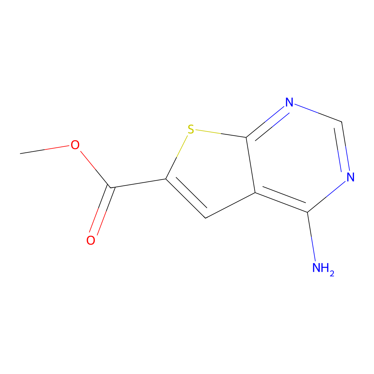Methyl 4-aminothieno[2,3-d]pyrimidine-6-carboxylate molecular structure, CAS 155087-15-3