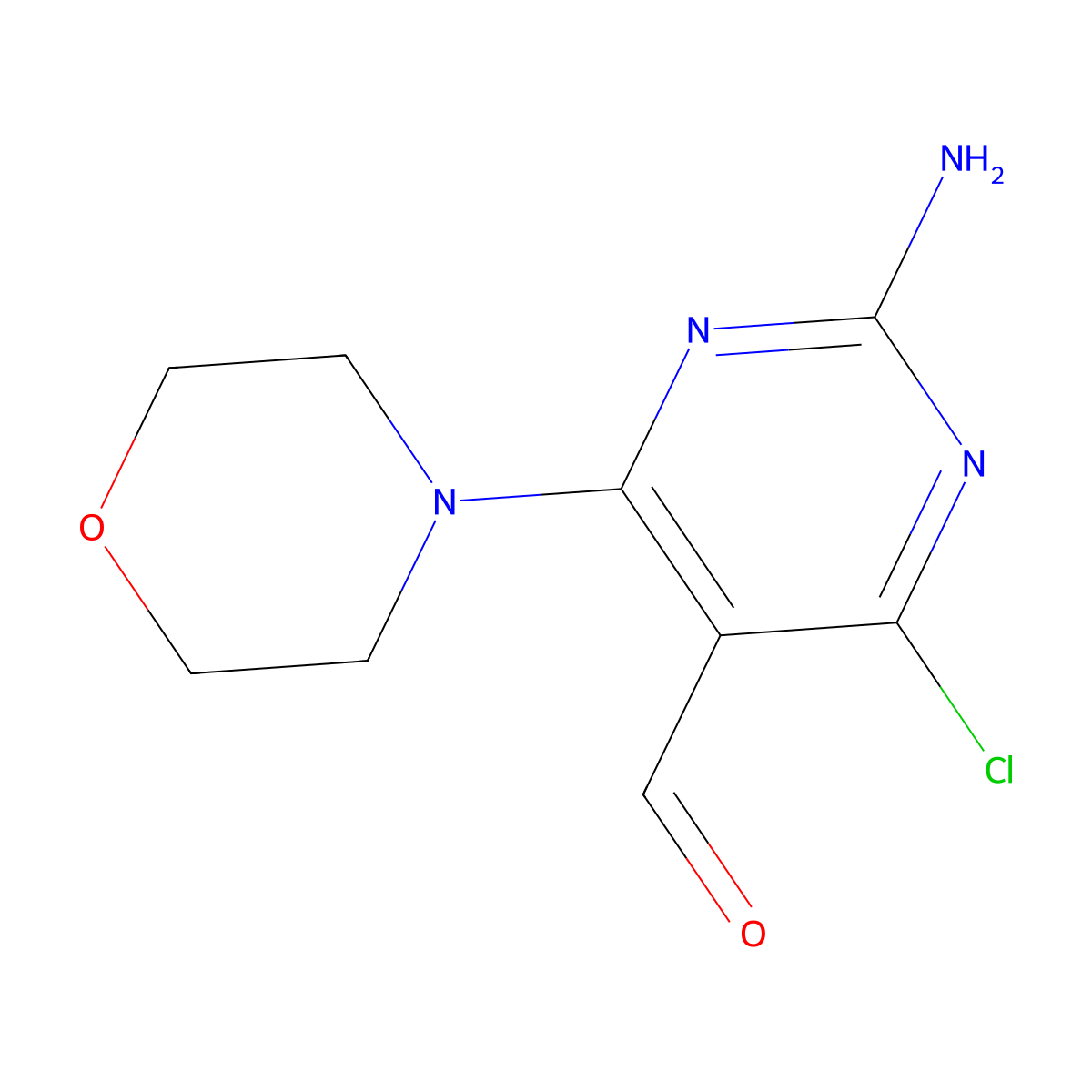 2-Amino-4-chloro-6-(4-morpholinyl)-5-pyrimidinecarboxaldehyde molecular structure, CAS 155087-34-6