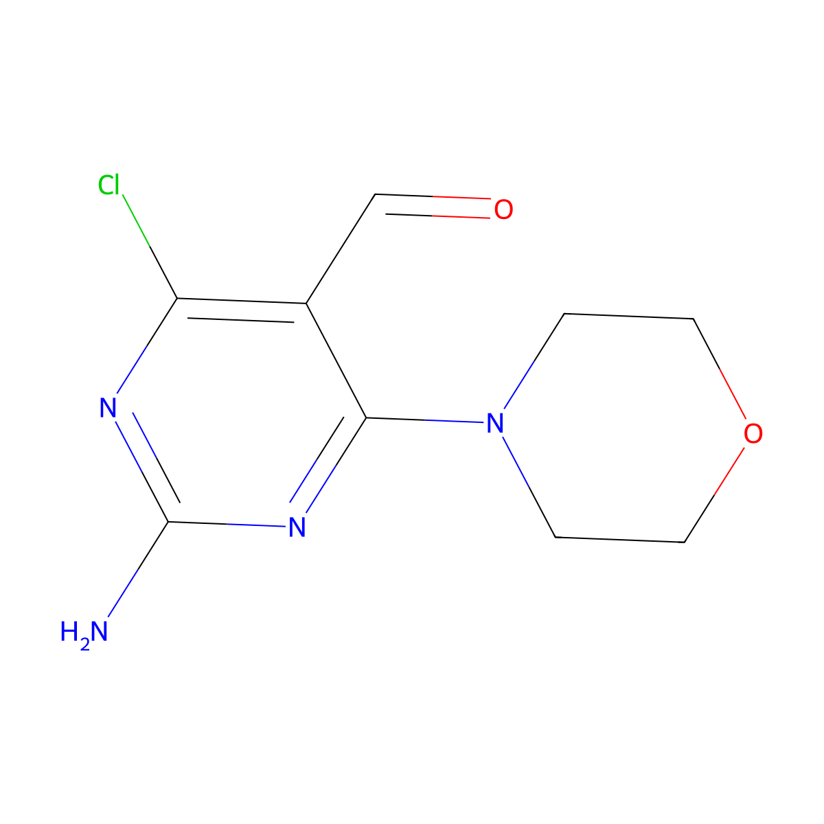 2-Amino-4-chloro-6-(4-morpholinyl)-5-pyrimidinecarboxaldehyde molecular structure, CAS 155087-34-6