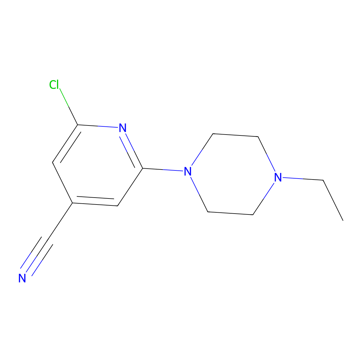 2-Chloro-6-(4-ethylpiperazin-1-yl)pyridine-4-carbonitrile molecular structure, CAS 1550870-81-9