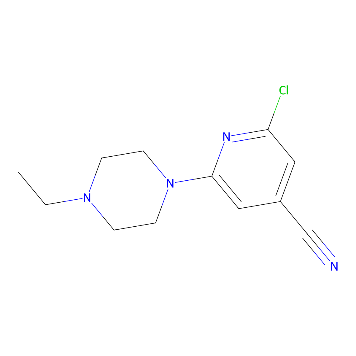 2-Chloro-6-(4-ethylpiperazin-1-yl)pyridine-4-carbonitrile molecular structure, CAS 1550870-81-9
