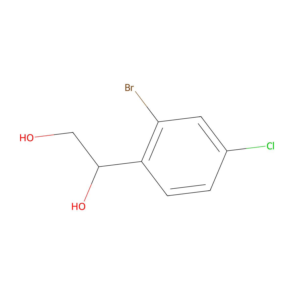 1-(2-Bromo-4-chlorophenyl)ethane-1,2-diol molecular structure, CAS 1550877-72-9