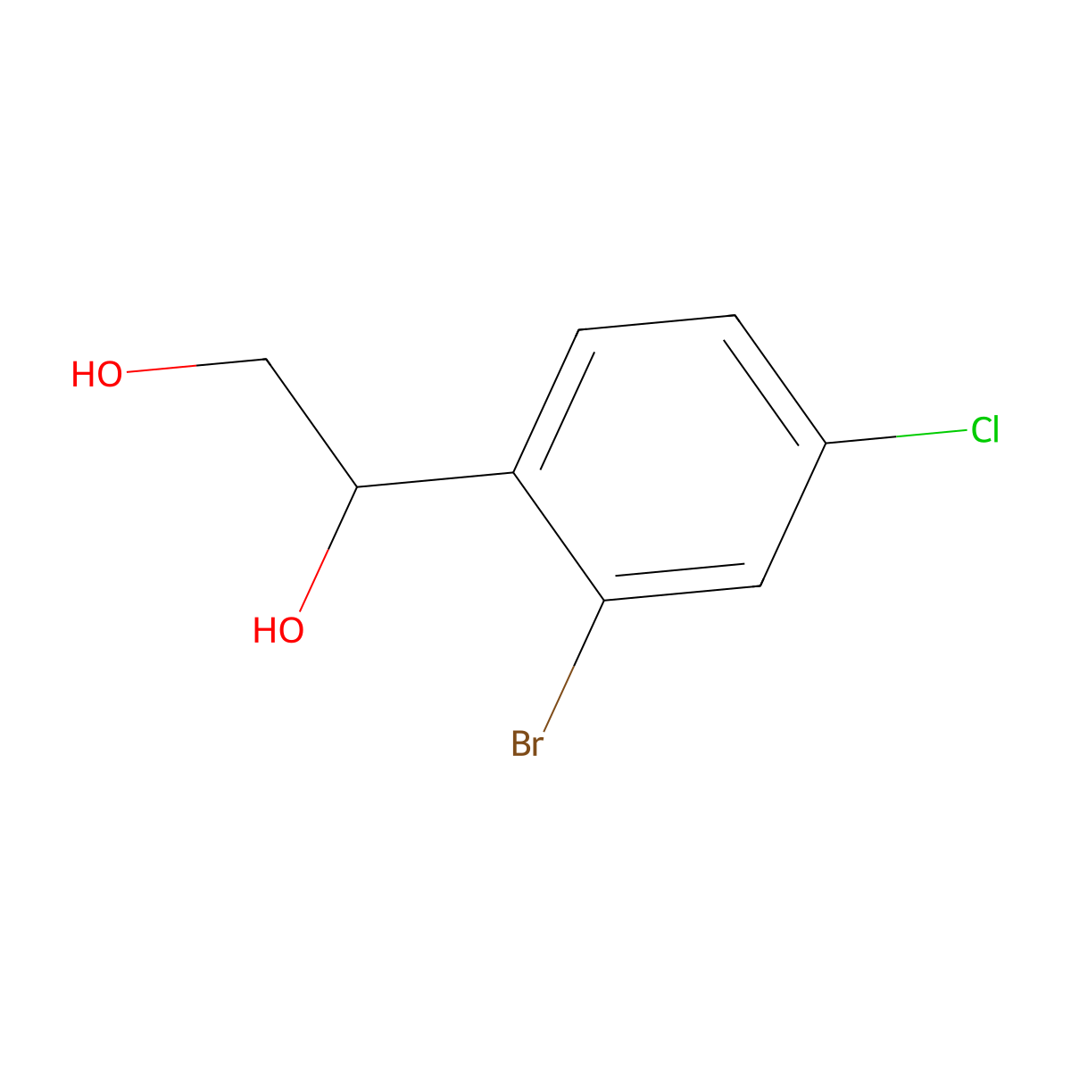 1-(2-Bromo-4-chlorophenyl)ethane-1,2-diol molecular structure, CAS 1550877-72-9
