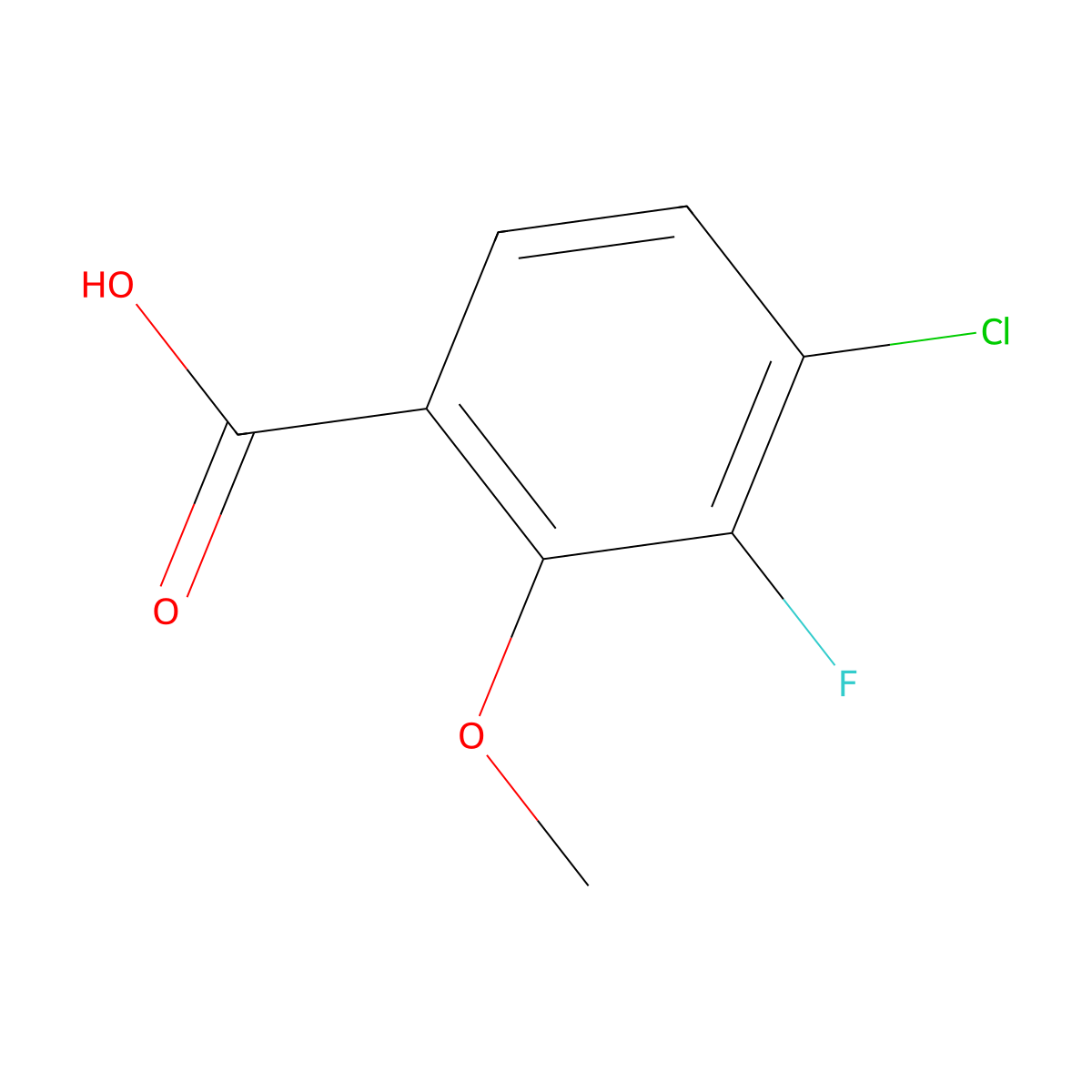 4-Chloro-3-fluoro-2-methoxybenzoic acid molecular structure, CAS 1550886-92-4