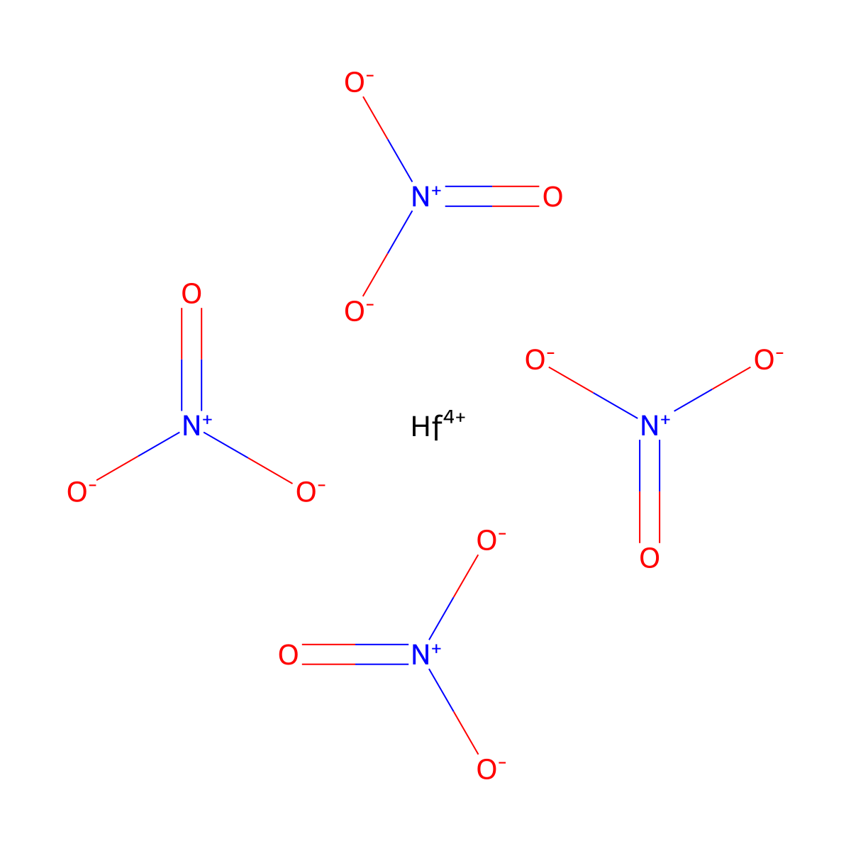Nitric acid, hafnium(4+) salt (4:1) molecular structure, CAS 15509-05-4
