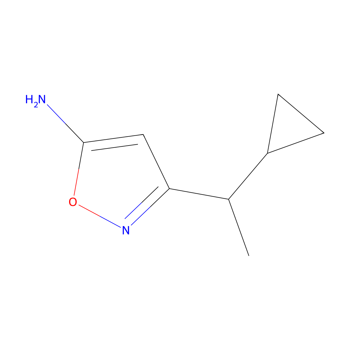 3-(1-Cyclopropylethyl)-1,2-oxazol-5-amine molecular structure, CAS 1550901-34-2