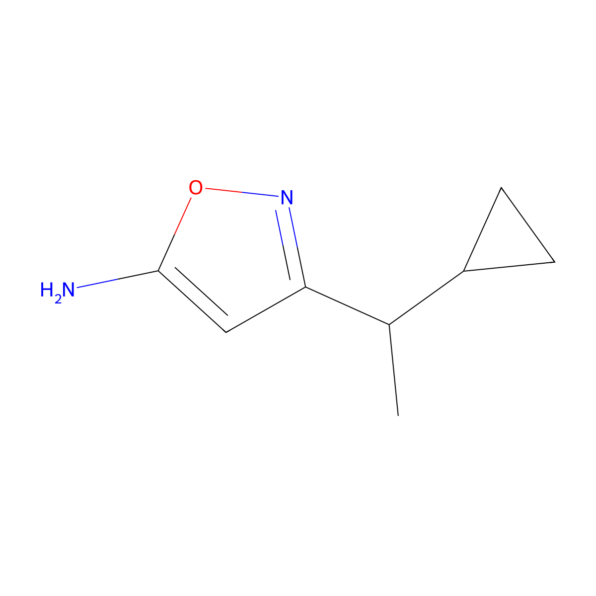 3-(1-Cyclopropylethyl)-1,2-oxazol-5-amine molecular structure, CAS 1550901-34-2