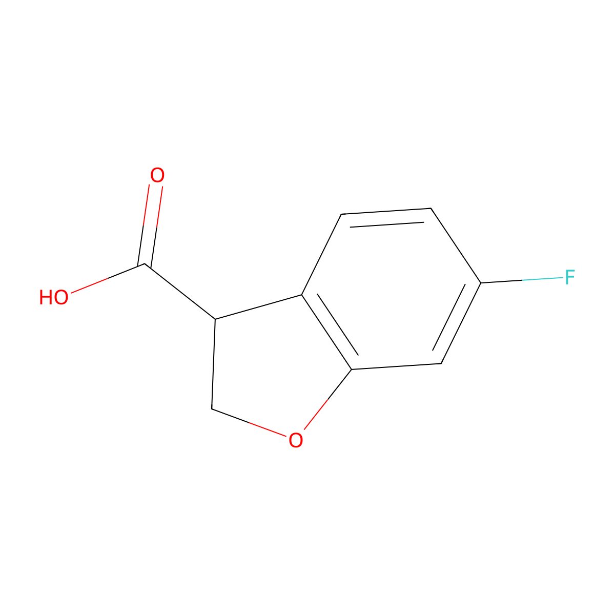 6-Fluoro-2,3-dihydro-1-benzofuran-3-carboxylic acid molecular structure, CAS 1550905-76-4