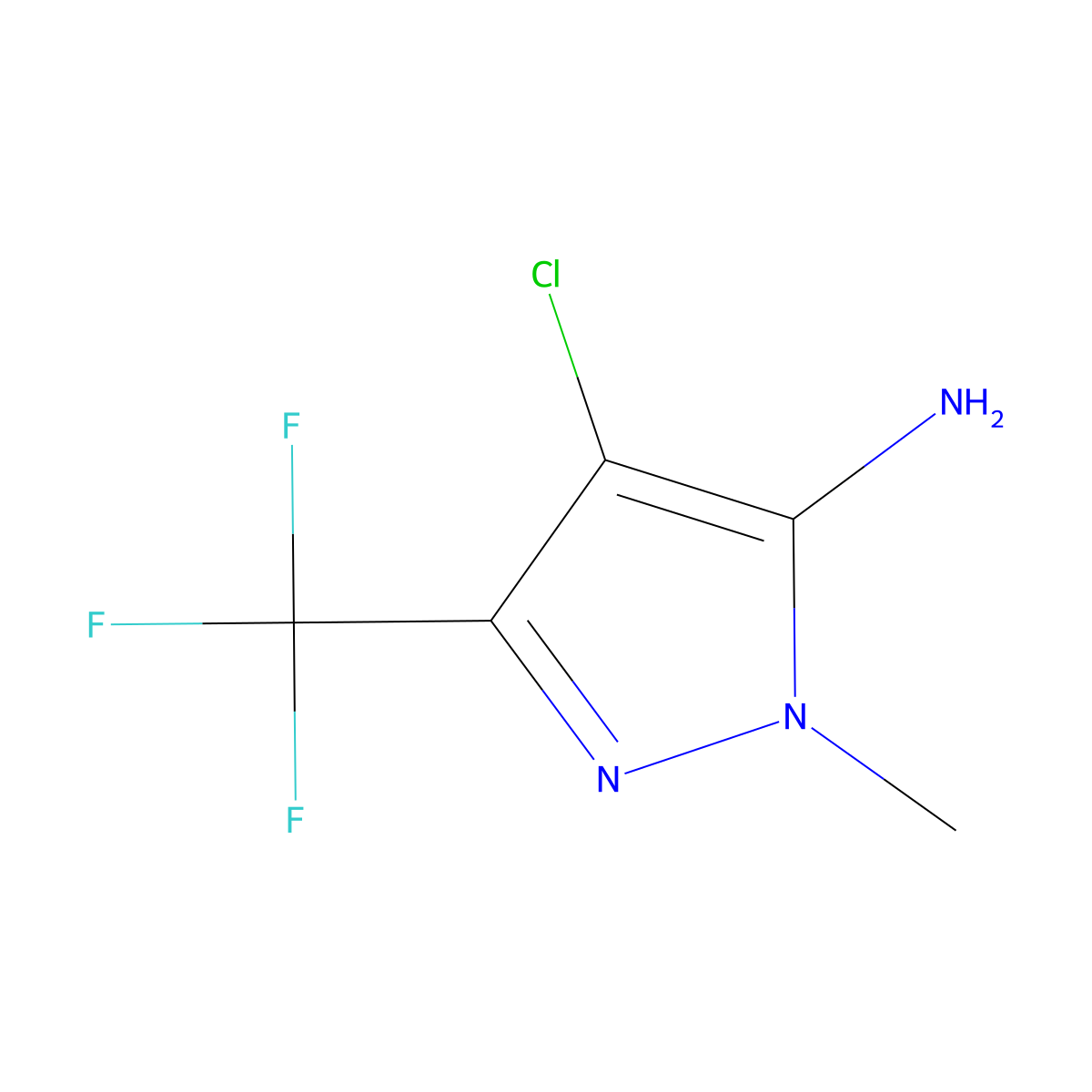4-Chloro-2-methyl-5-(trifluoromethyl)pyrazol-3-amine molecular structure, CAS 1550937-78-4