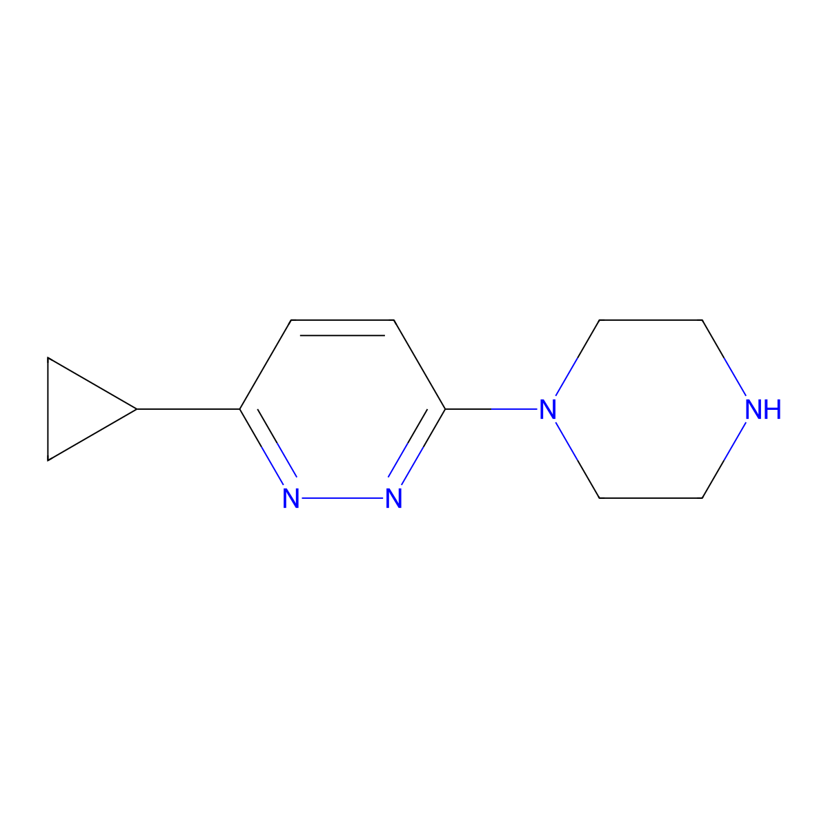3-Cyclopropyl-6-(piperazin-1-yl)pyridazine molecular structure, CAS 1550948-34-9