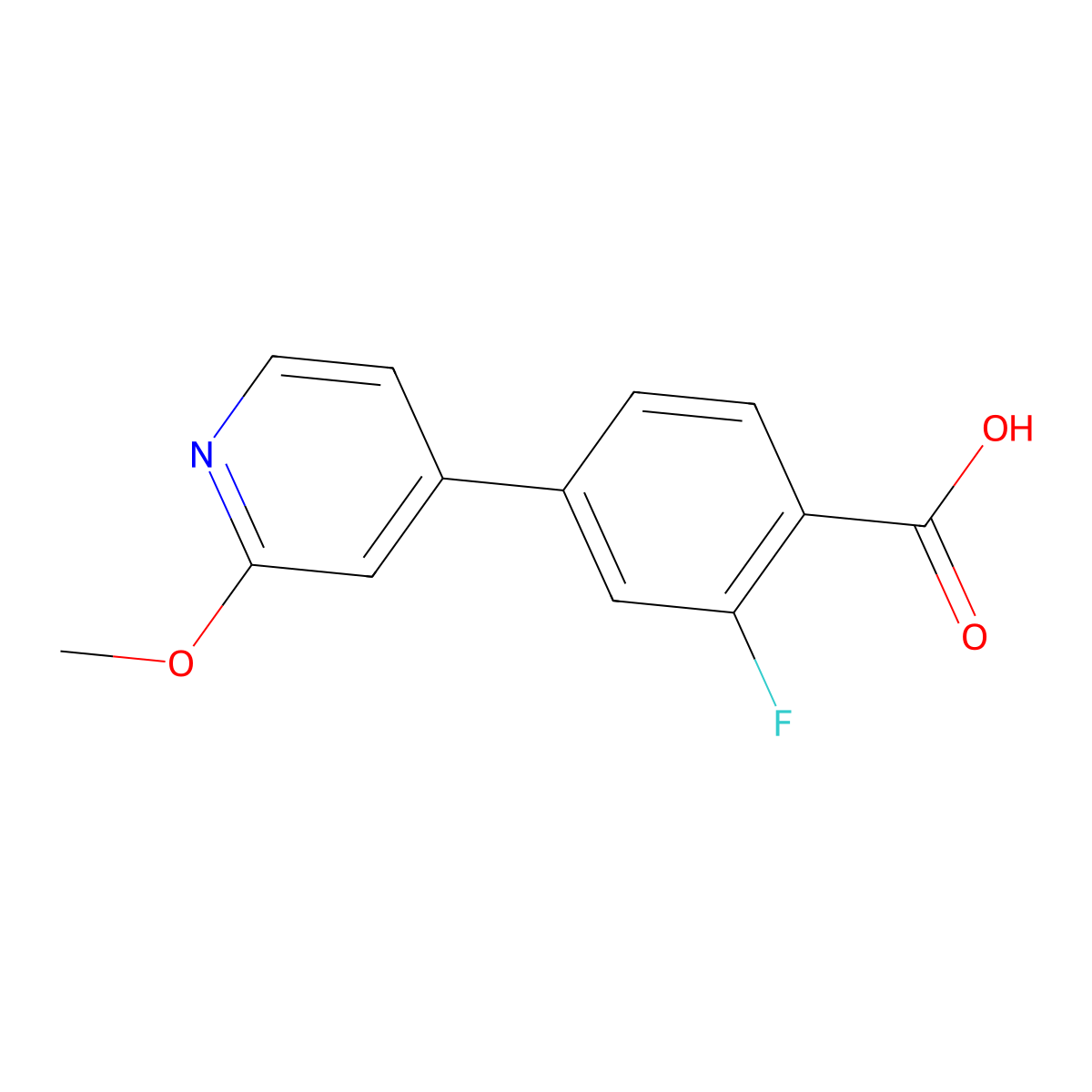 2-Fluoro-4-(2-methoxypyridin-4-yl)benzoic acid molecular structure, CAS 1550953-75-7