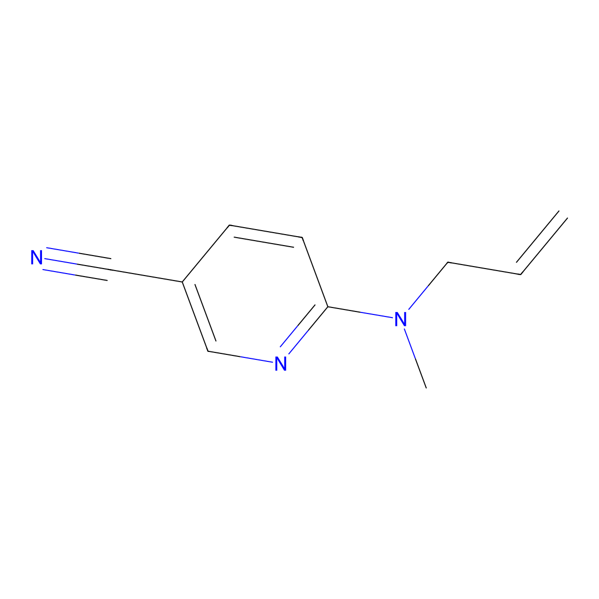 6-[Methyl(prop-2-en-1-yl)amino]pyridine-3-carbonitrile molecular structure, CAS 1550955-15-1