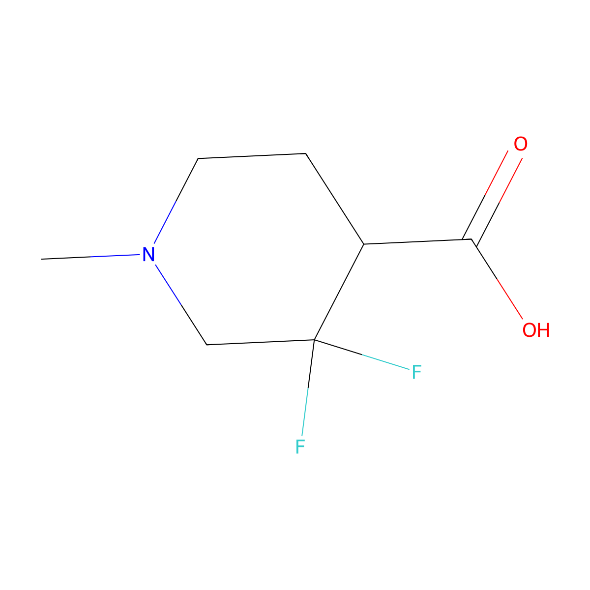 3,3-Difluoro-1-methylpiperidine-4-carboxylic acid molecular structure, CAS 1550967-66-2