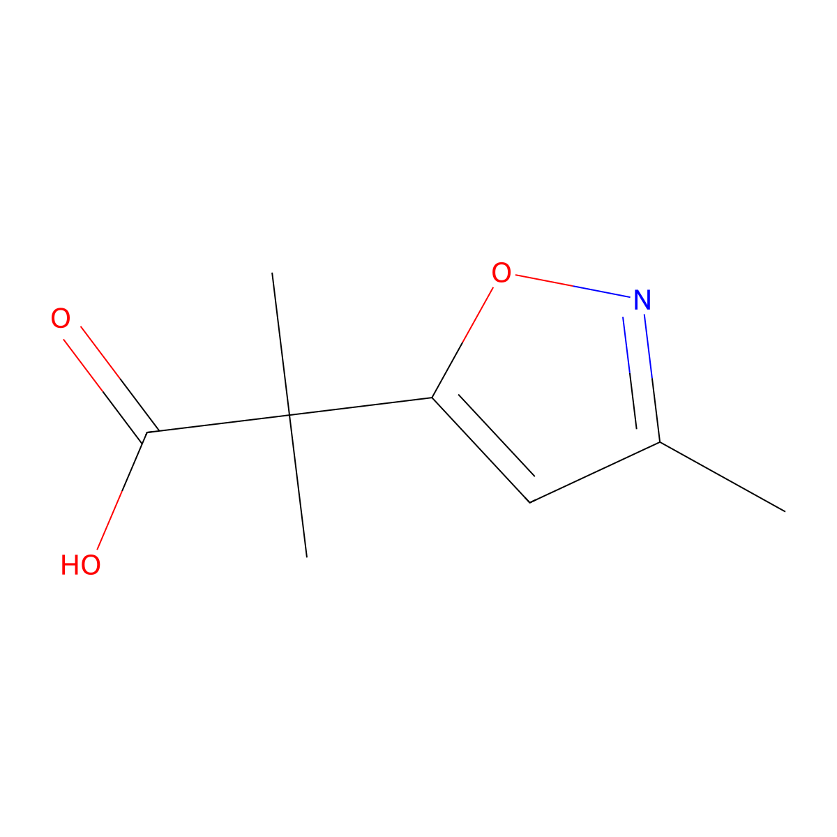 2-Methyl-2-(3-methyl-1,2-oxazol-5-yl)propanoic acid molecular structure, CAS 1550969-16-8