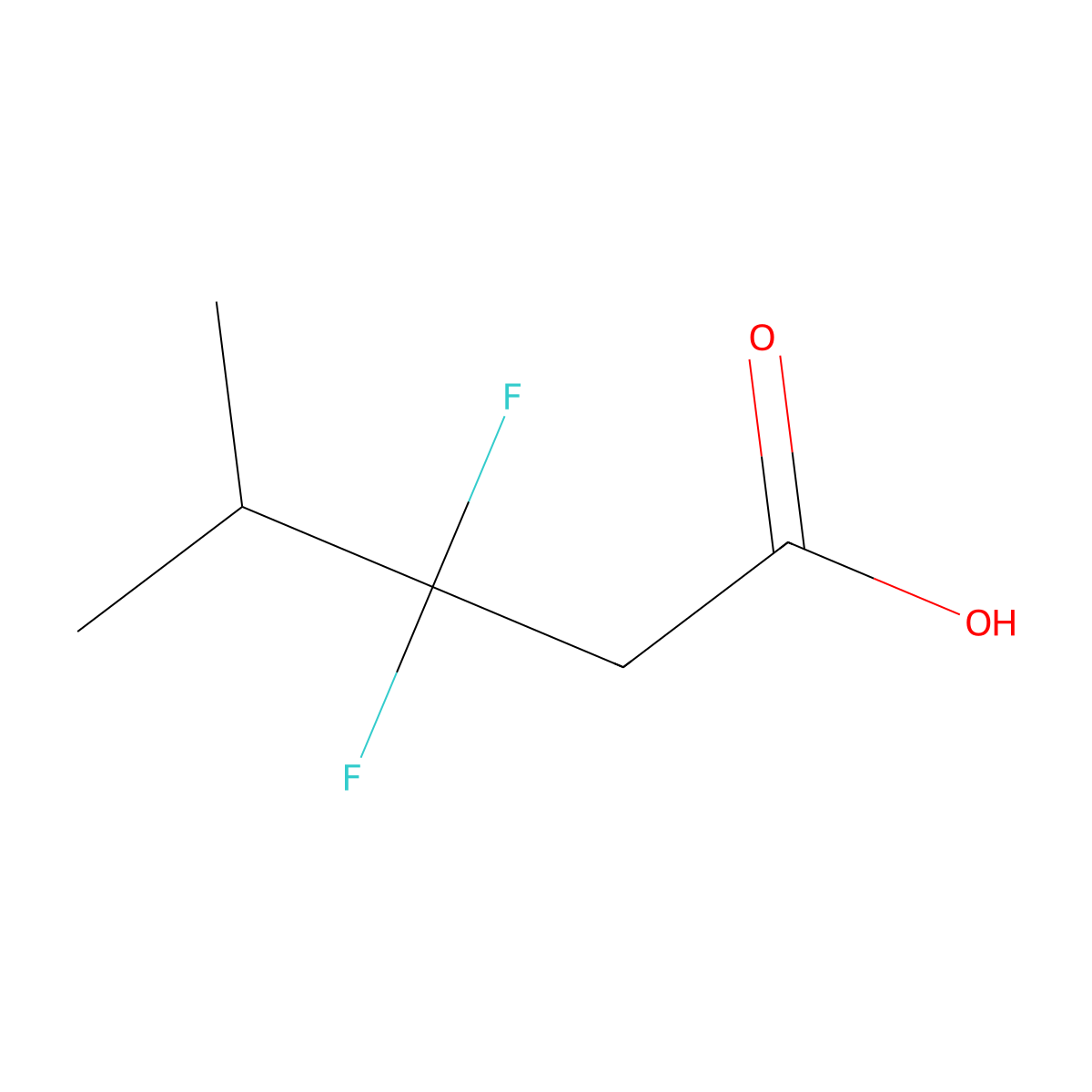 3,3-Difluoro-4-methylpentanoic acid molecular structure, CAS 1550969-56-6