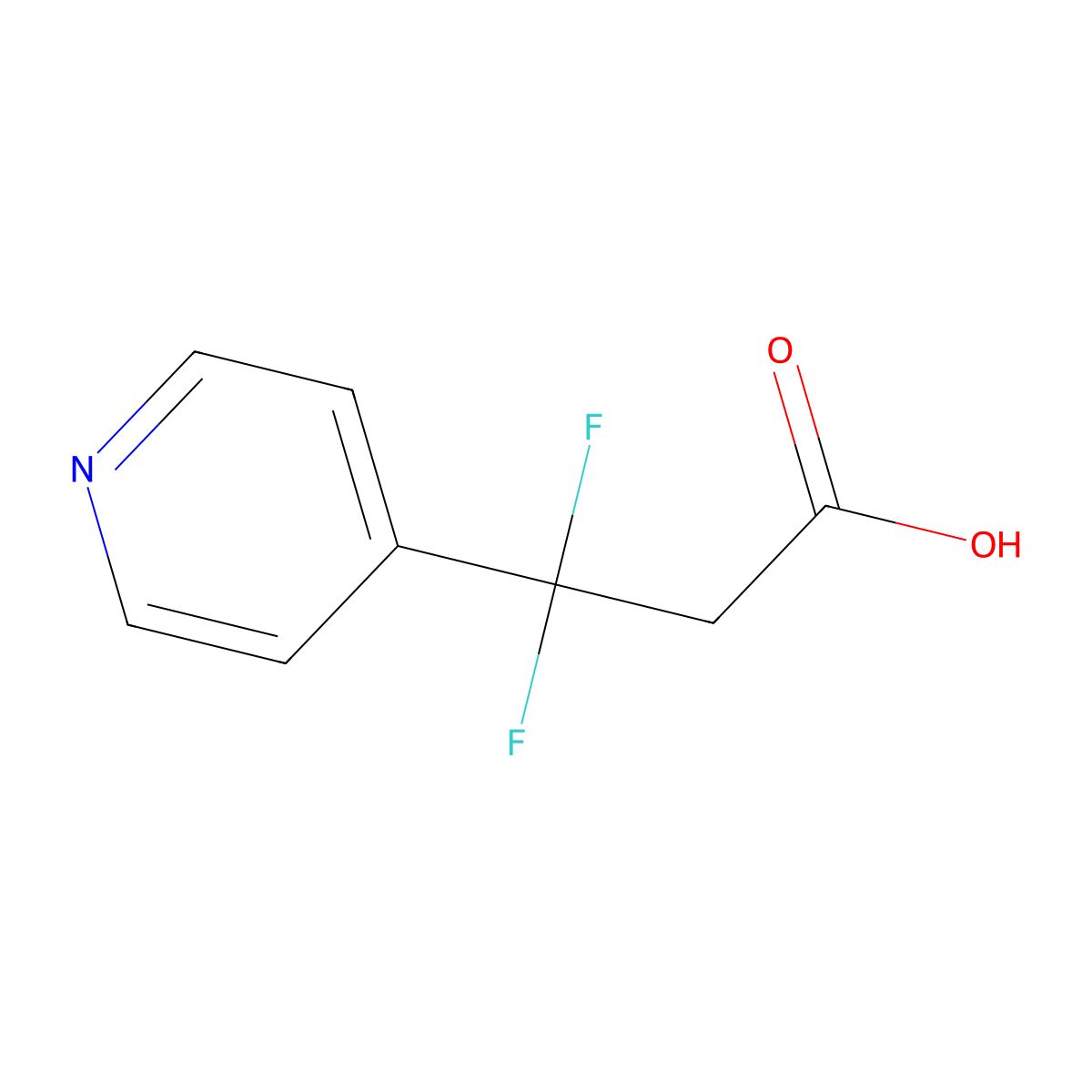 3,3-Difluoro-3-(pyridin-4-yl)propanoic acid molecular structure, CAS 1550969-62-4