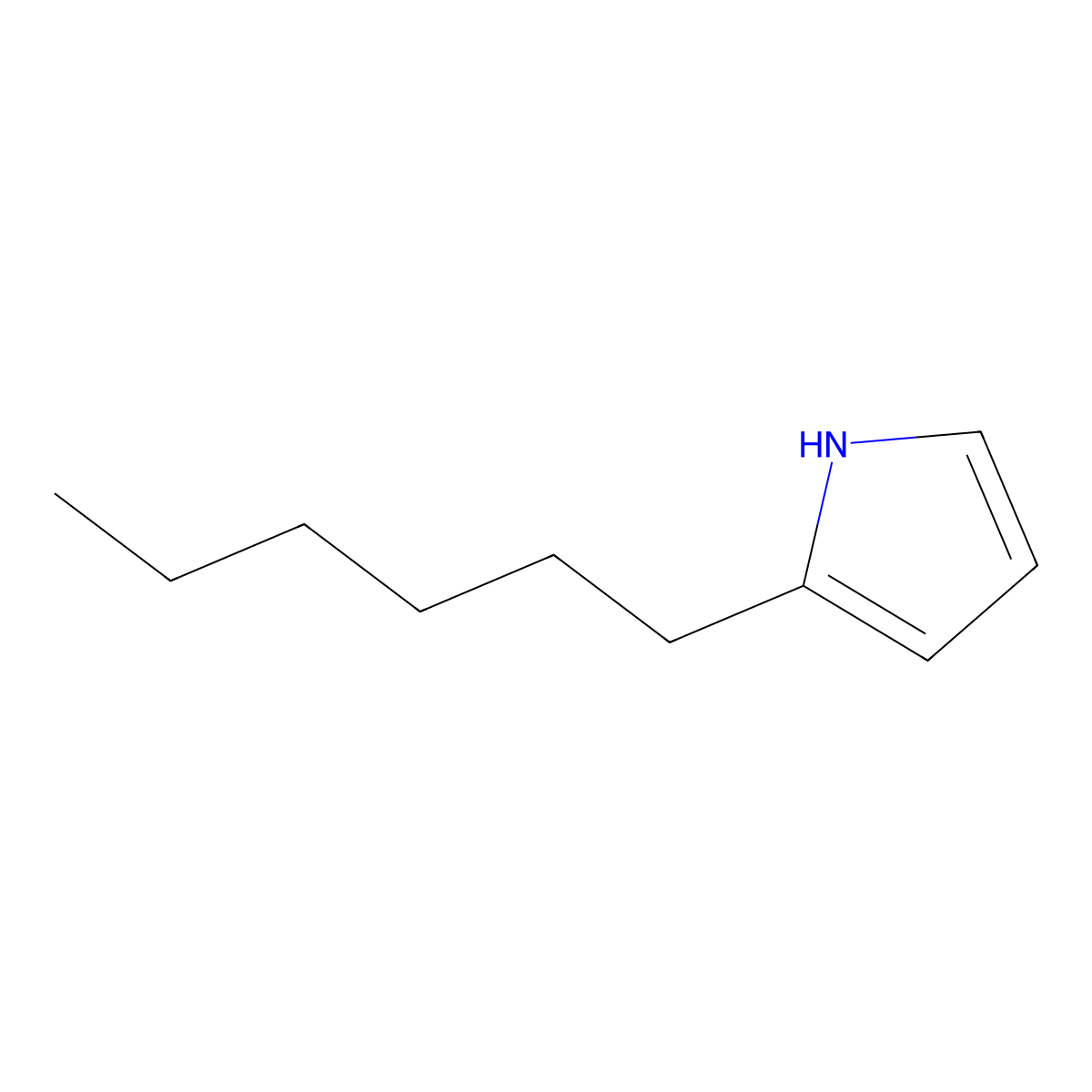 2-Hexyl-1H-pyrrole molecular structure, CAS 1551-14-0