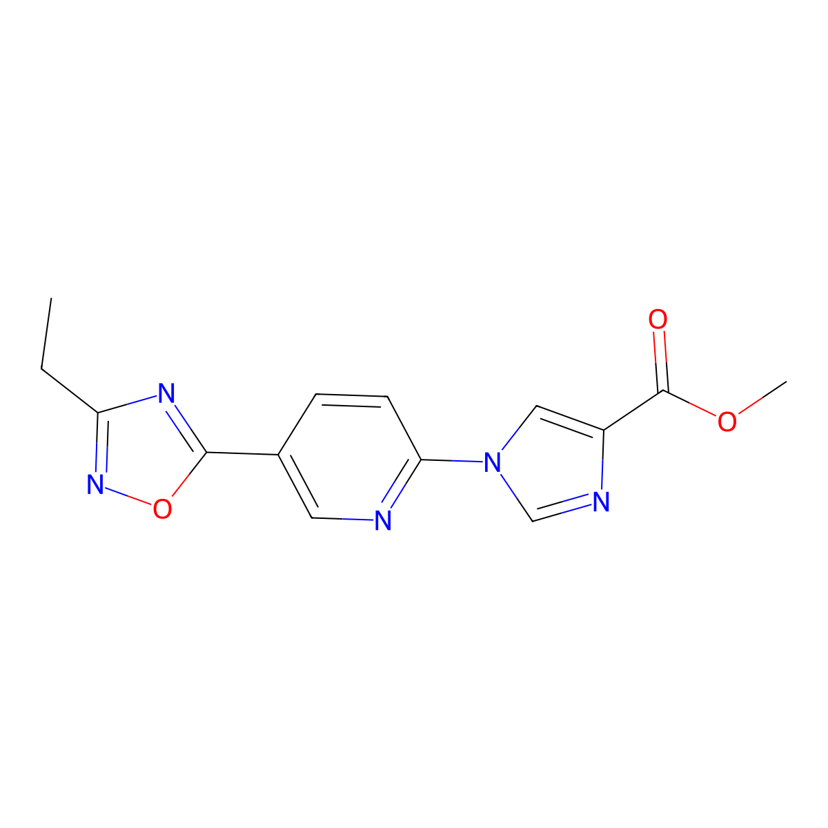 1-[5-(3-Ethyl-[1,2,4]oxadiazol-5-yl)-pyridin-2-yl]-1H-imidazole-4-carboxylic acid methyl ester molecular structure, CAS 1551018-53-1